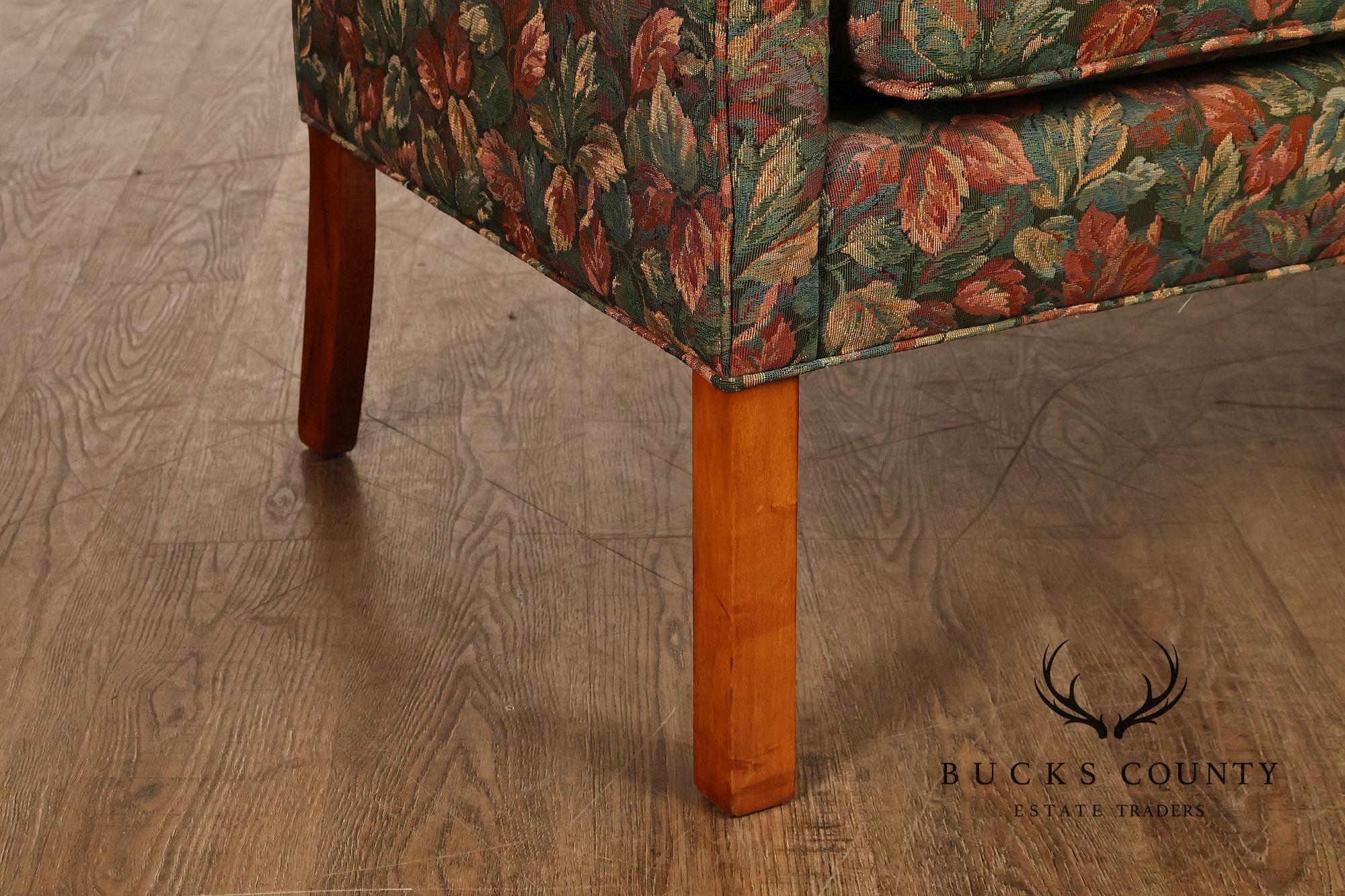 Traditional Upholstered Loveseat With Floral Fabric