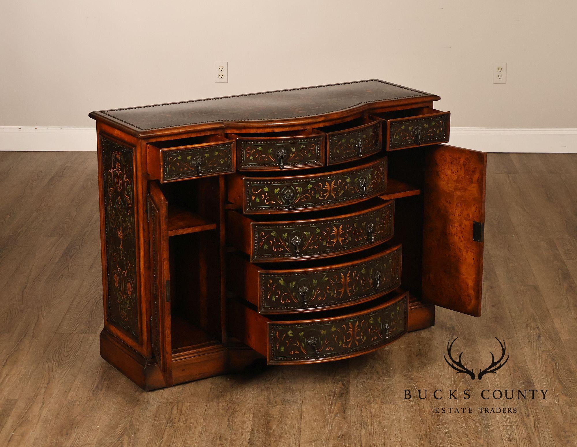 Theodore Alexander Decorated Chest With Drawers And Cabinet Doors