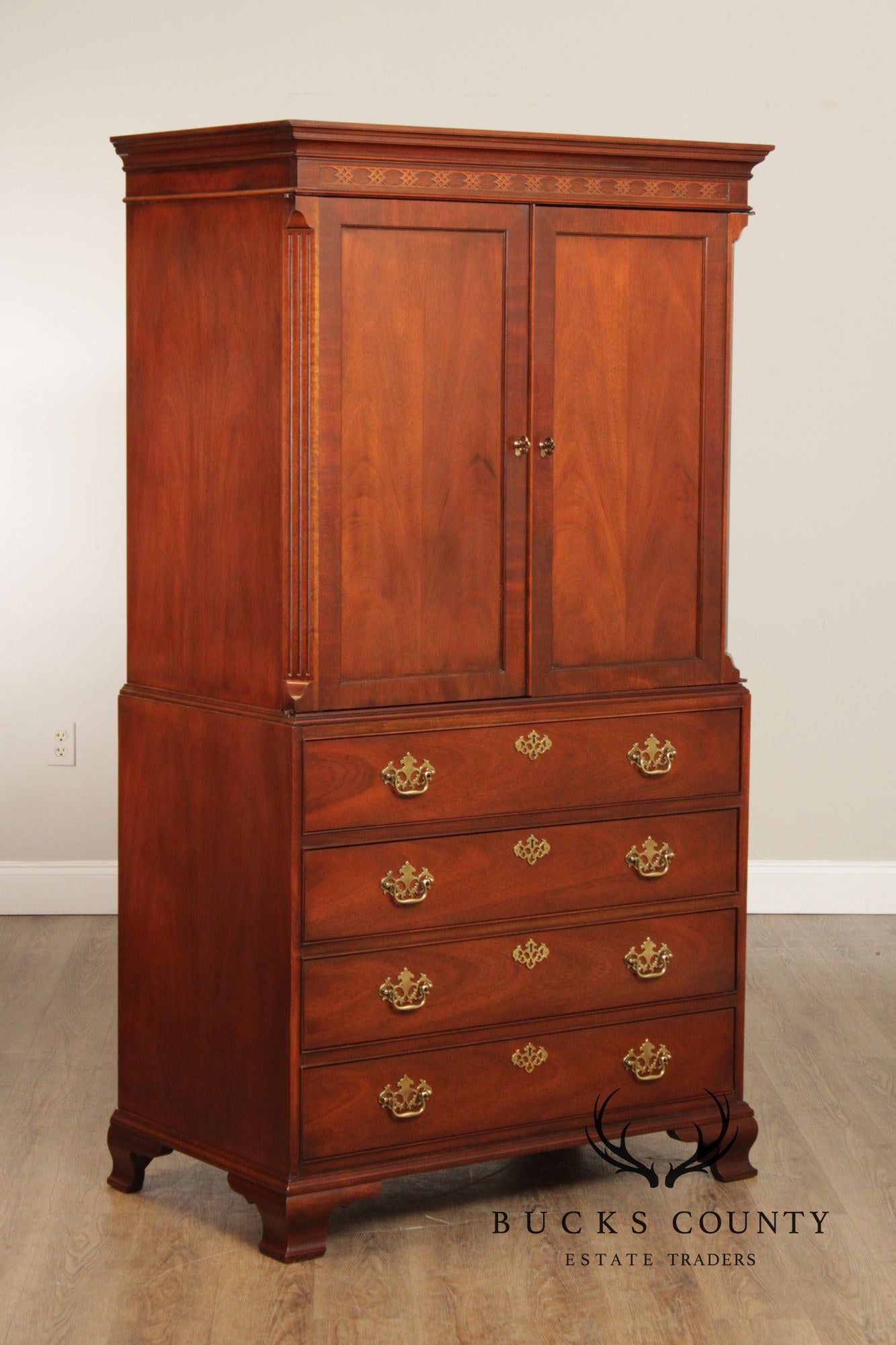 Baker Furniture Chippendale Style Mahogany Armoire