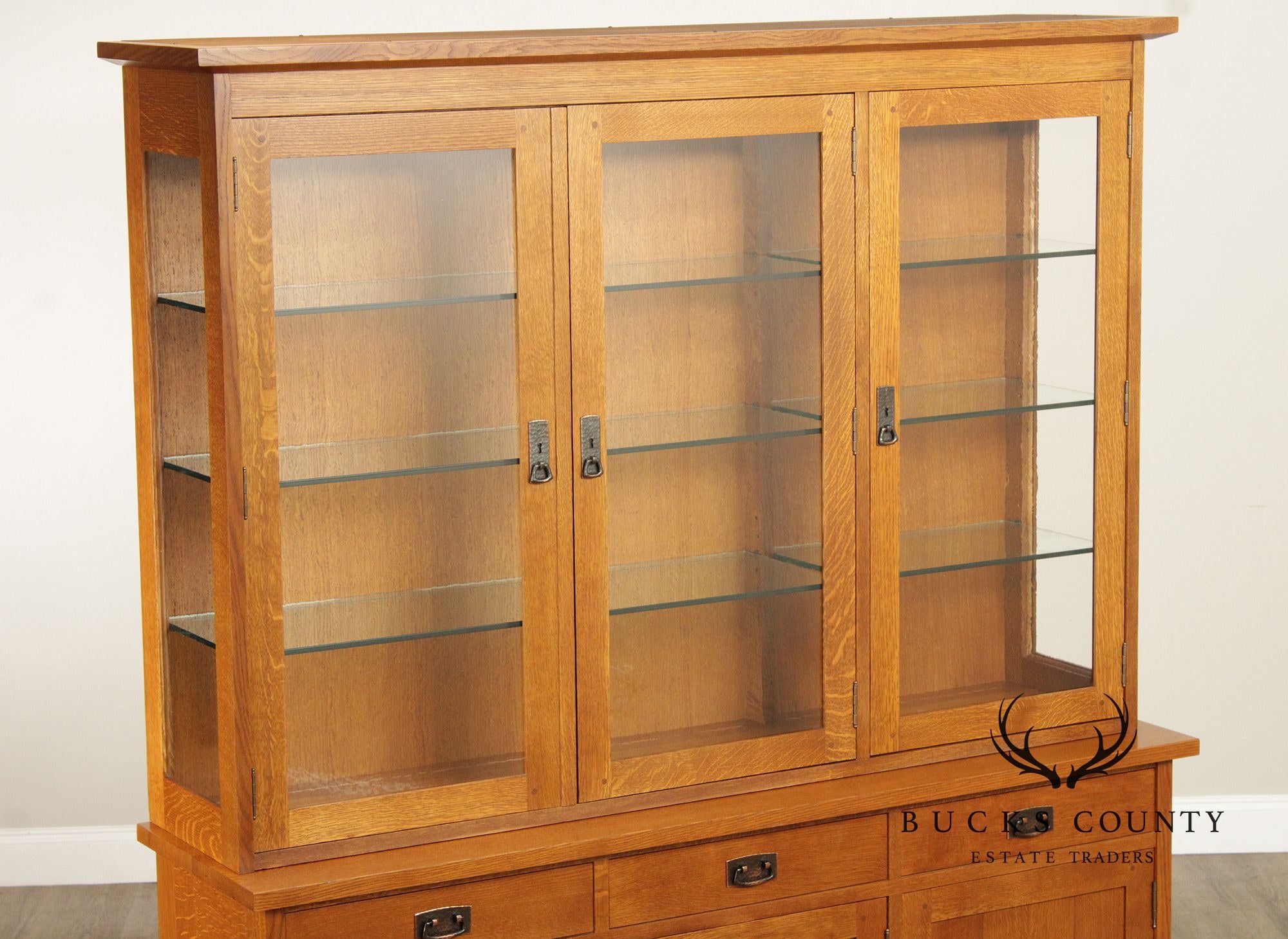 Stickley Mission Collection Oak Three Door China Cabinet