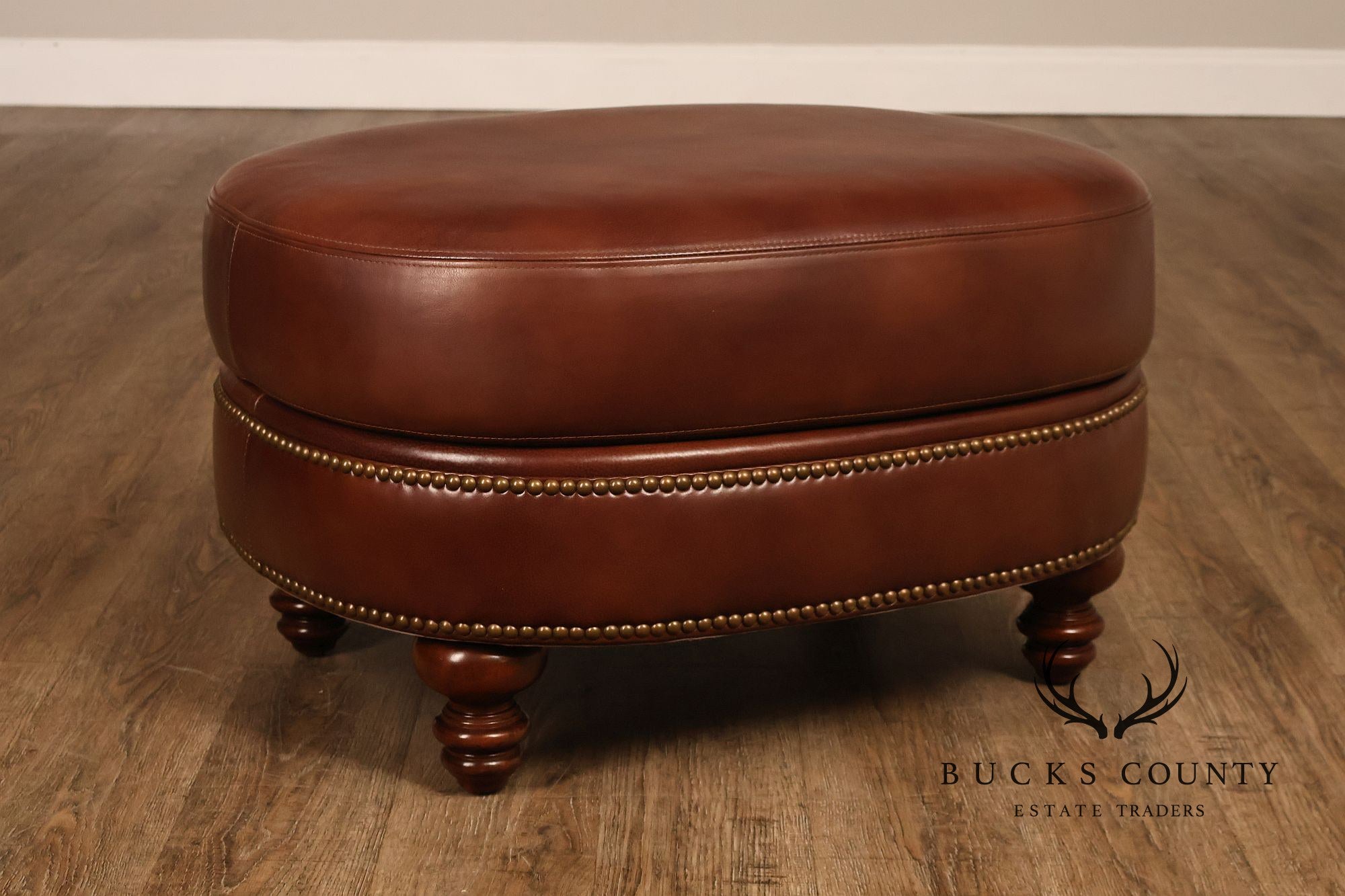 Bradington Young Traditional Style Leather Ottoman
