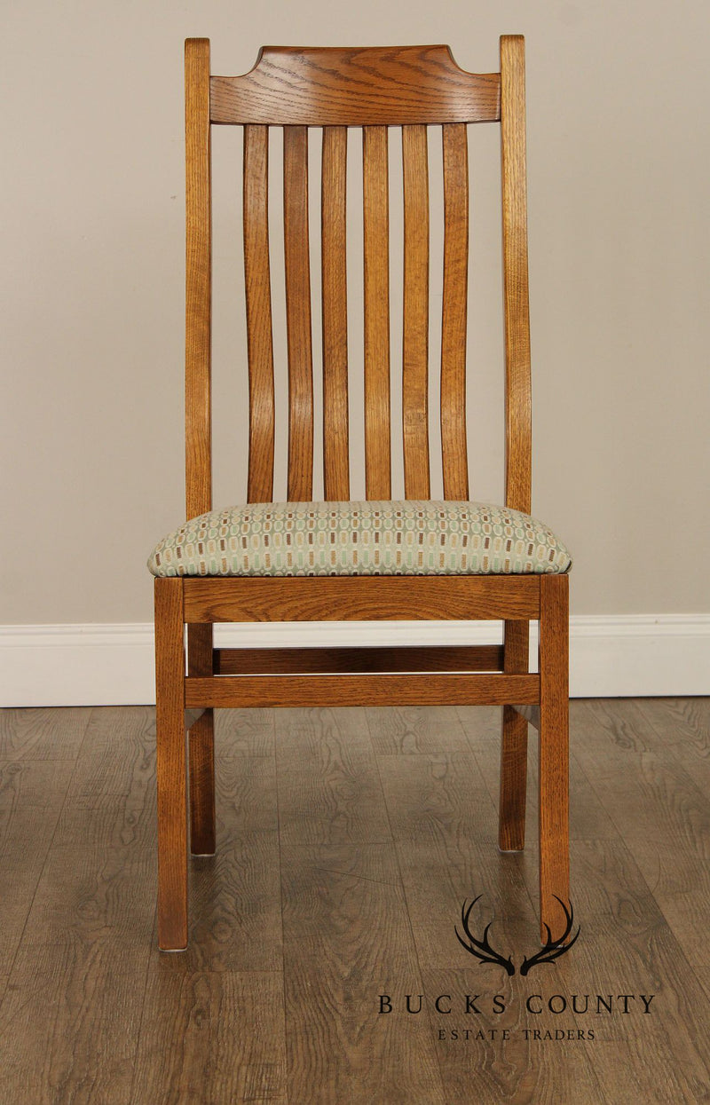 Quaker Oak Furniture Co. Mission Style Set of Six Oak Dining Chairs