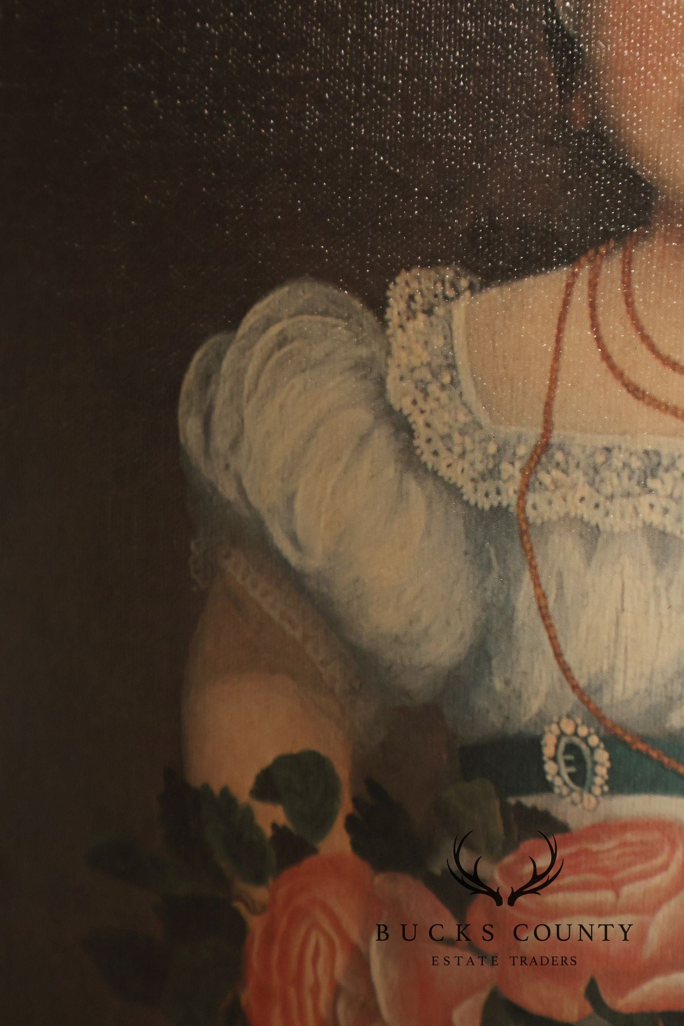 Framed Girl With Basket Of Flowers Print After An American Folk Portrait