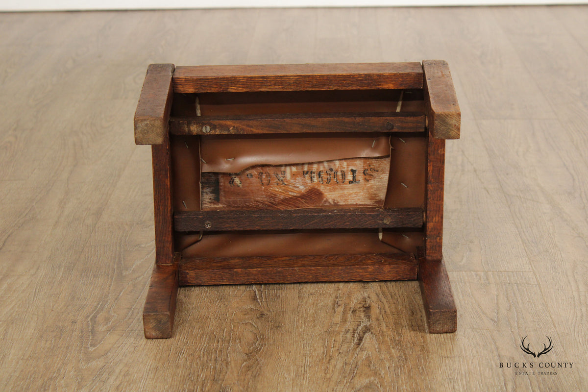 Mission Oak and Leather Foot Stool