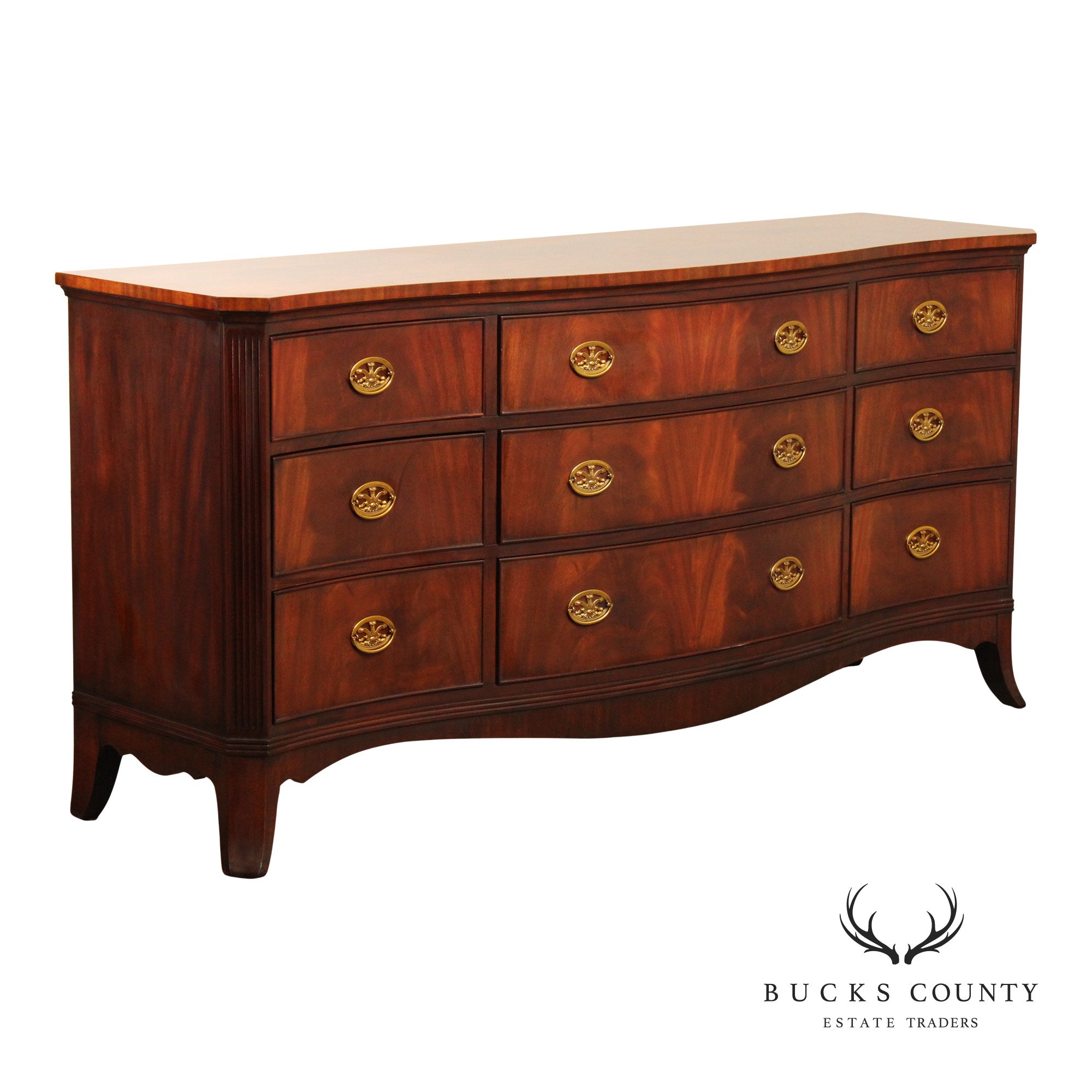 Henkel Harris Hepplewhite Style Mahogany Nine Drawer Dresser