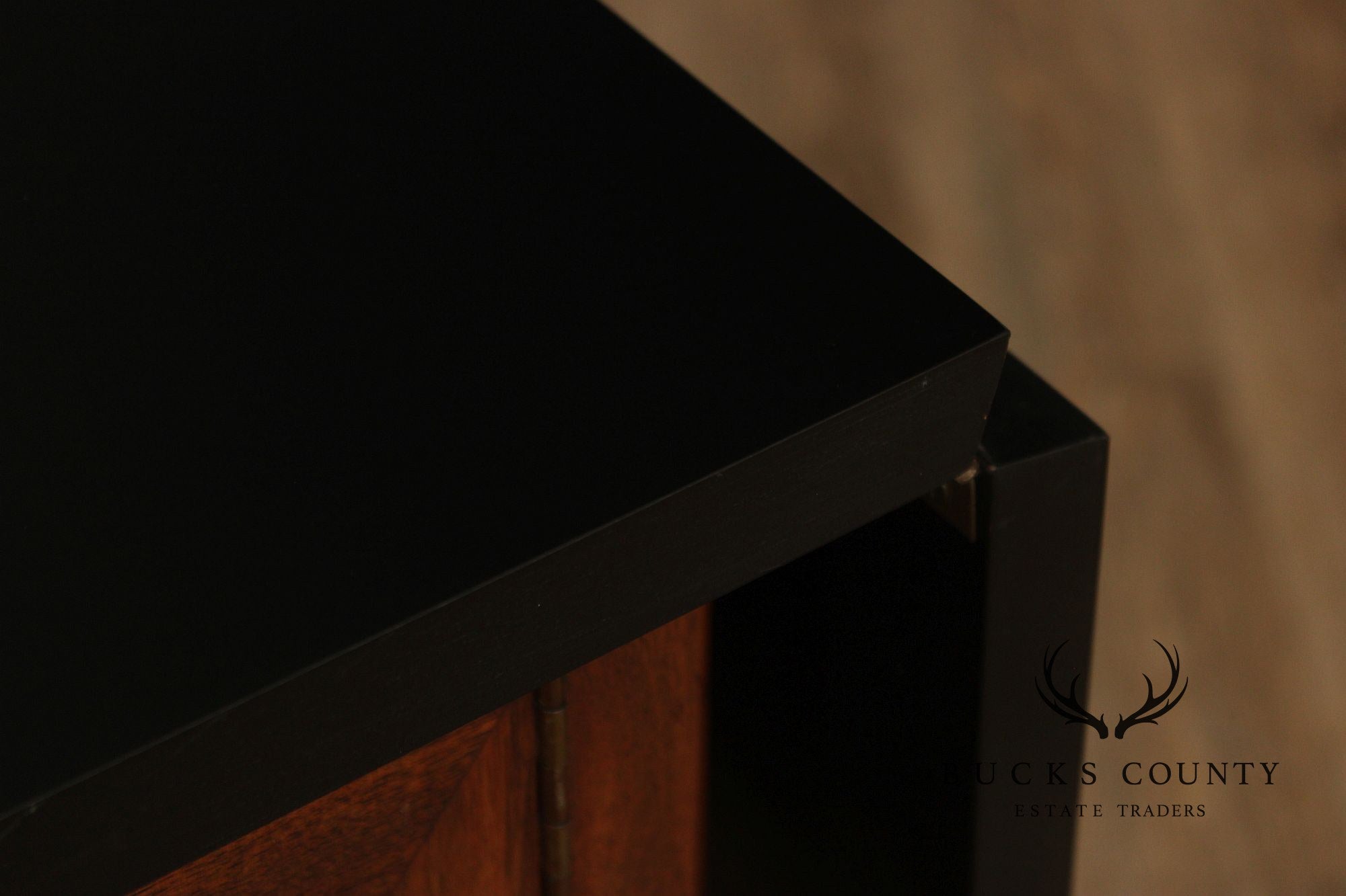 American Of Martinsville Mid Century Walnut And Rosewood Drop Leaf Bar Cart