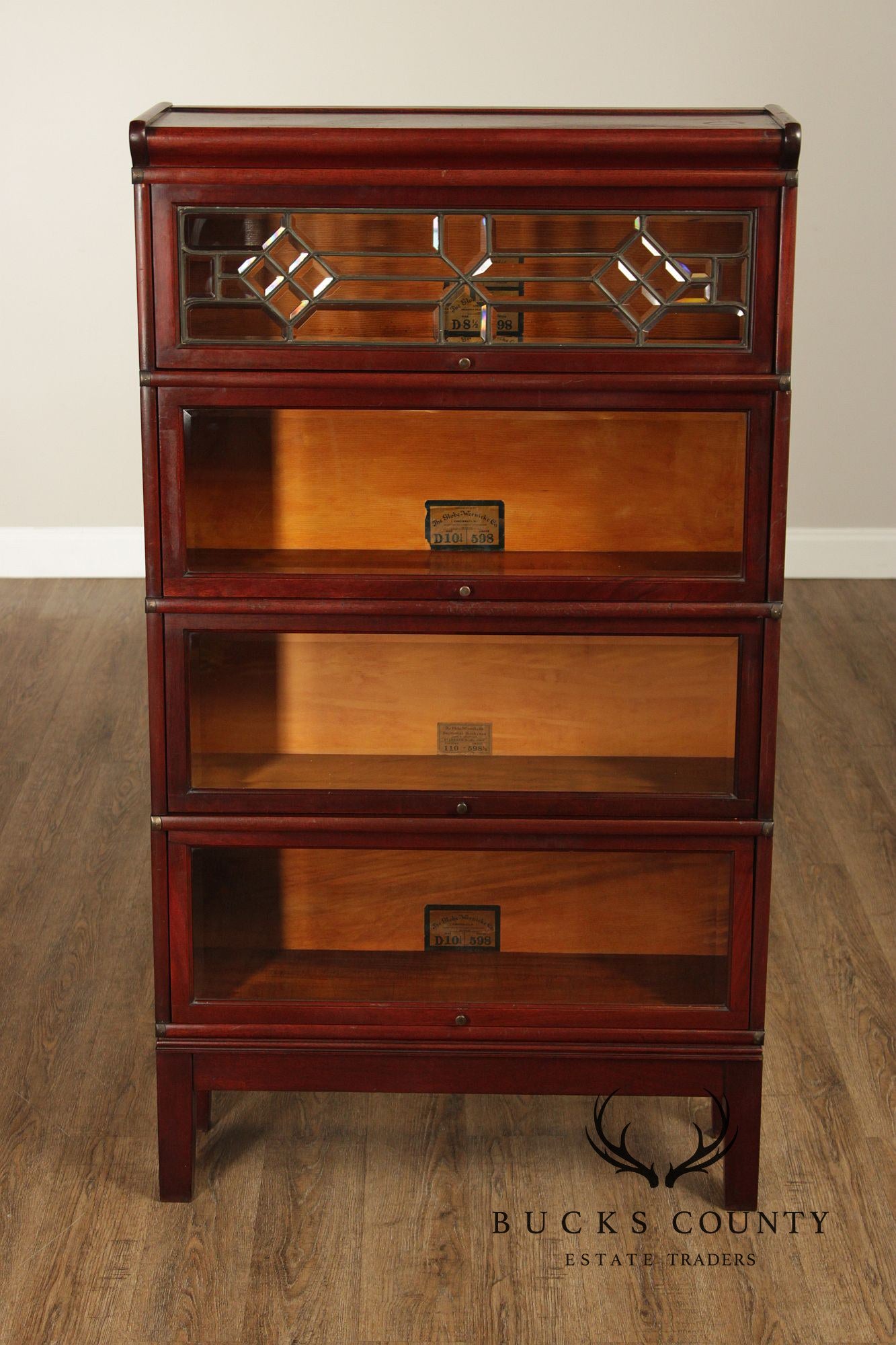 Globe Wernicke Antique Mahogany Four-Section Barrister Bookcase