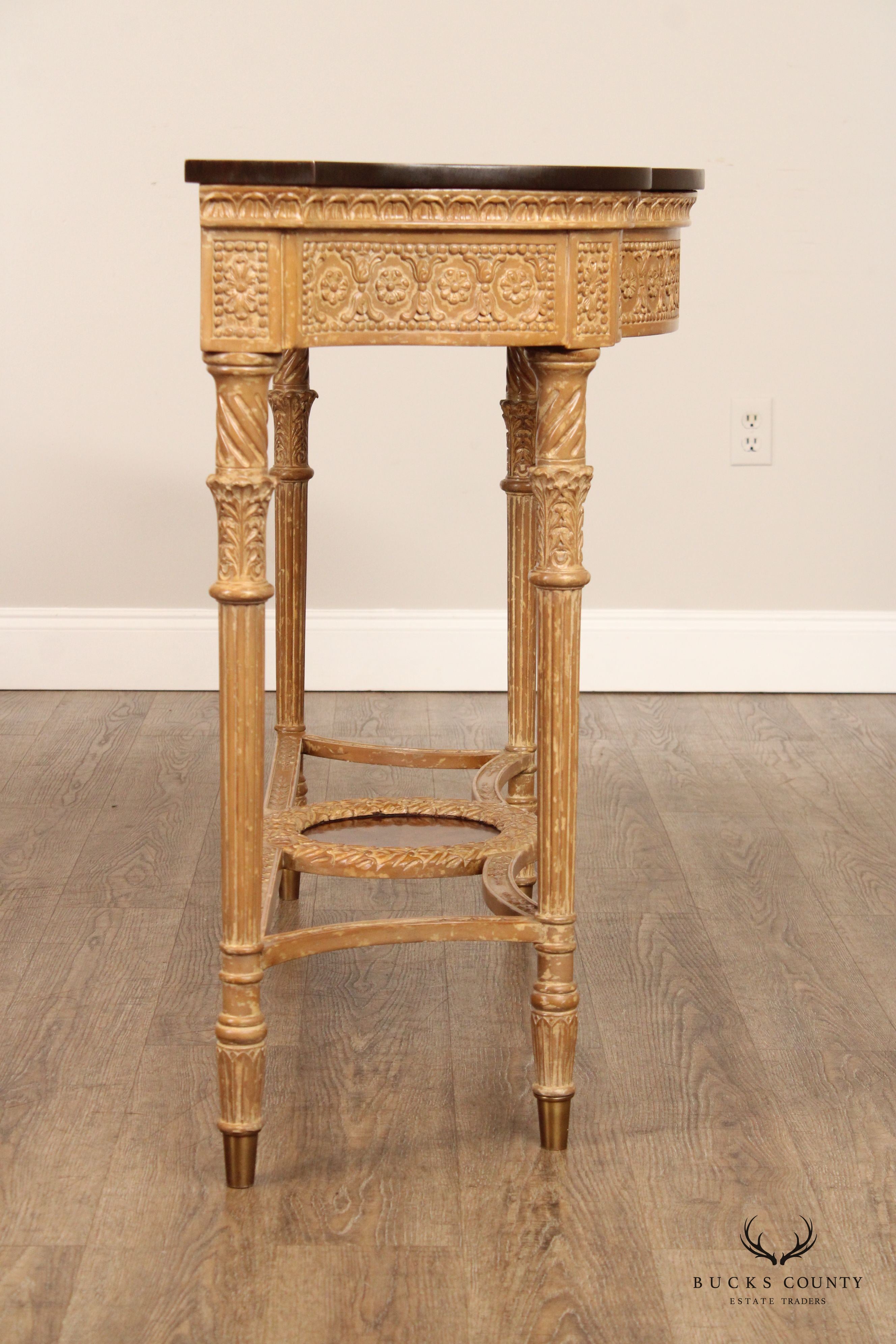 Theodore Alexander Italian Style Marquetry Inlaid Console Table