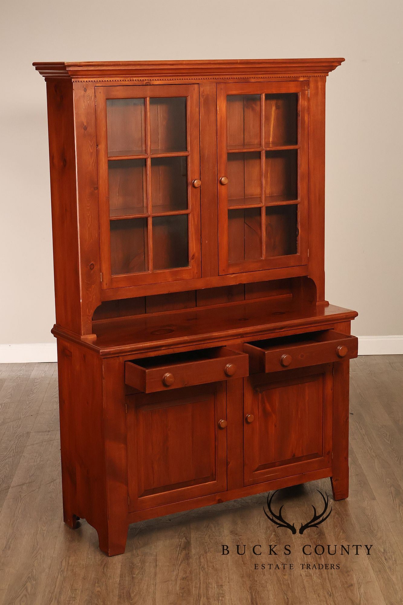 Custom Quality Farmhouse Pine Step Back Hutch