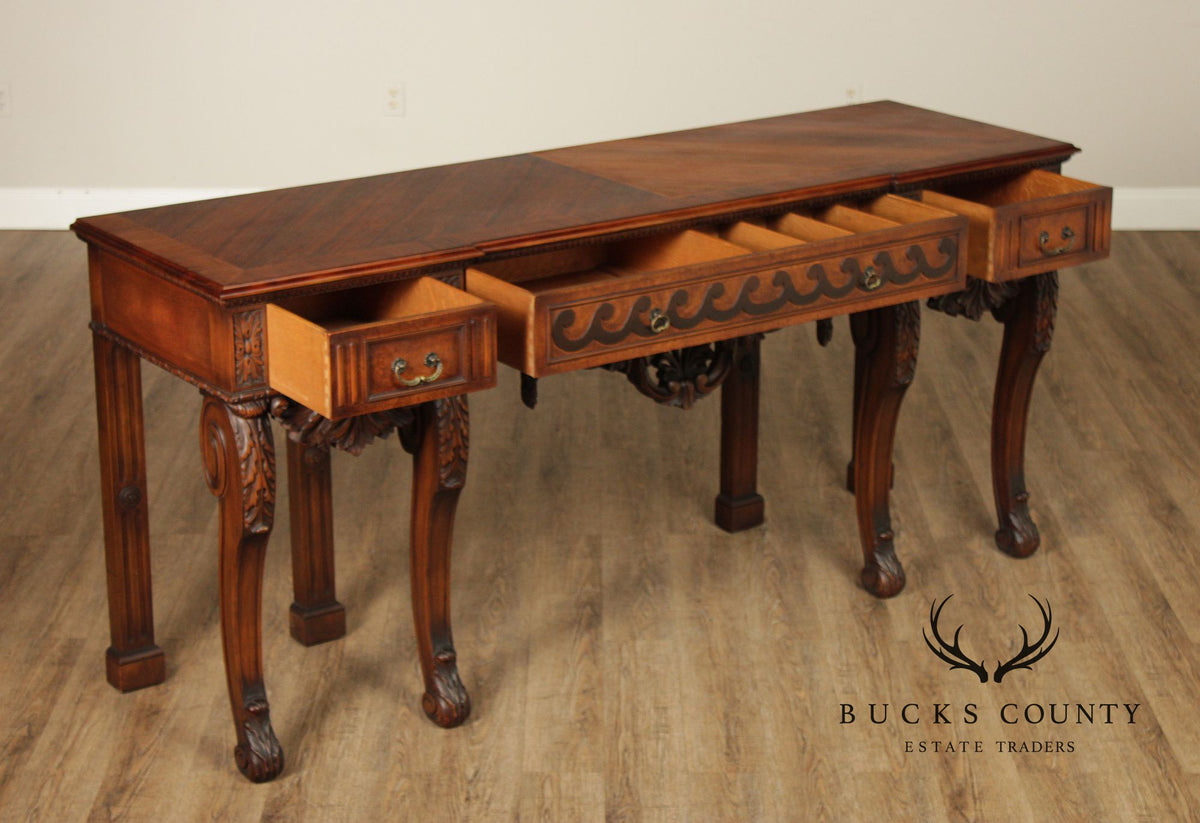 Traditional Georgian Style Carved Walnut Console Table