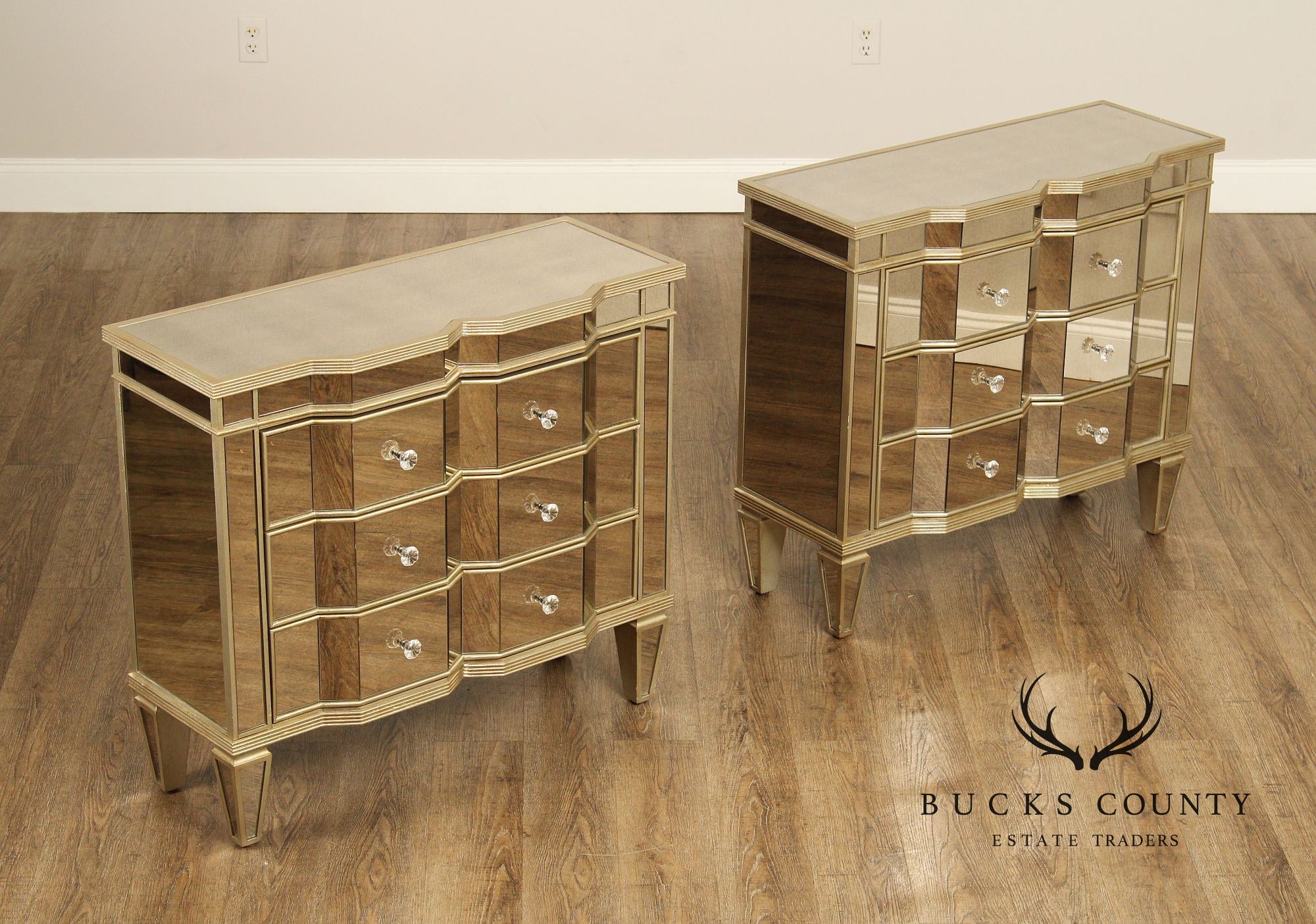 Pulaski Furniture Pair of 'Marquis' Mirrored Chest Nightstands