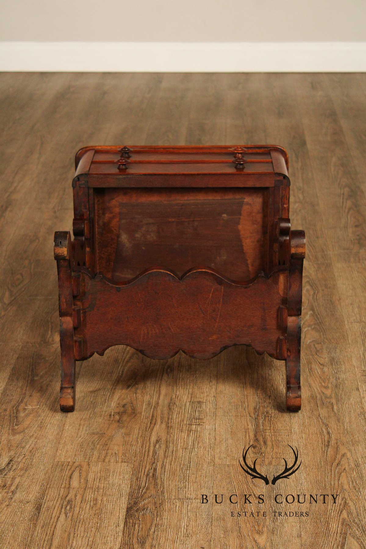 Antique American Empire Mahogany Lyre Form Two-Drawer Work Table
