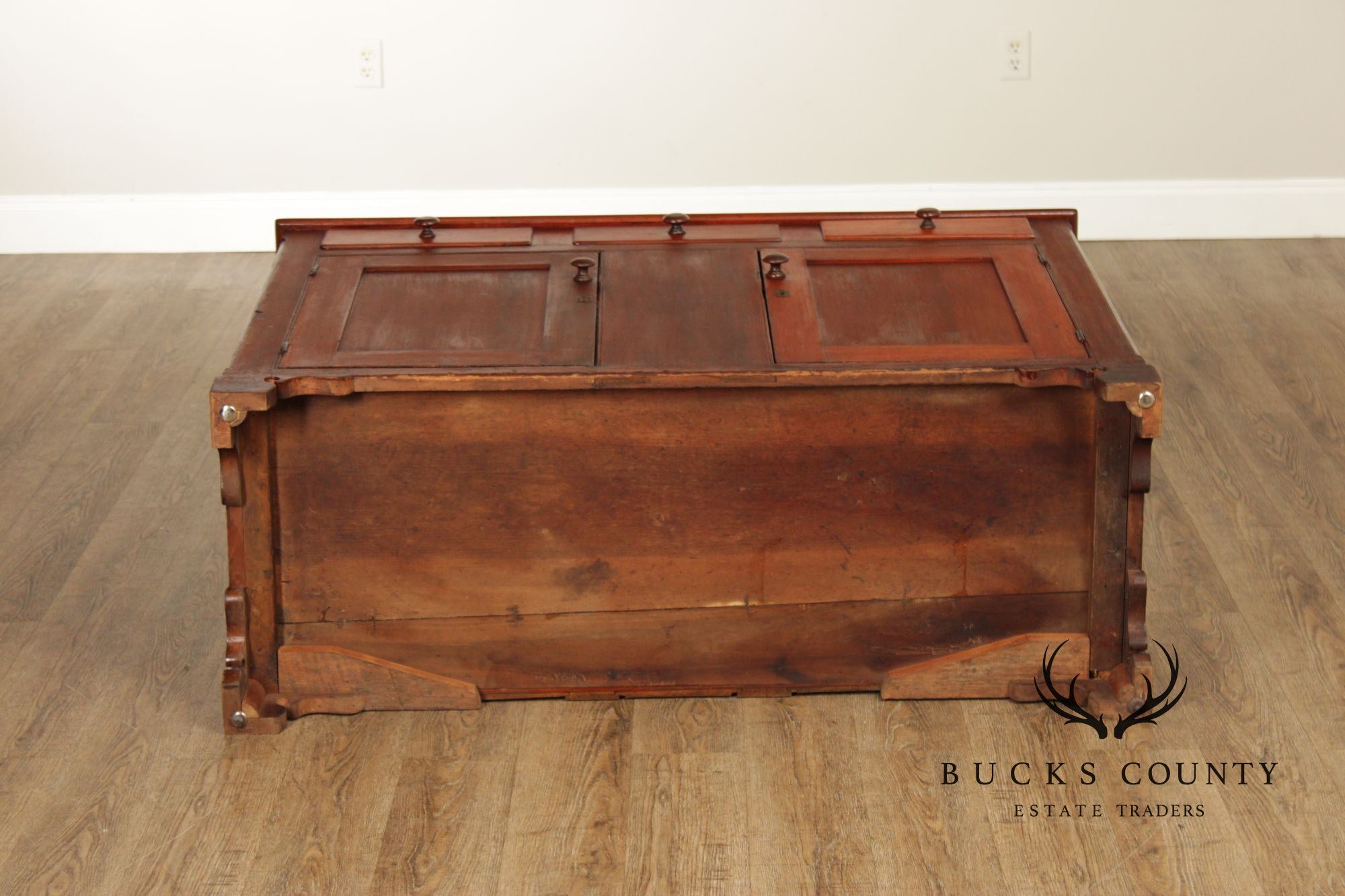 Antique American Cherry Dutch Cupboard Two Piece Hutch Cabinet