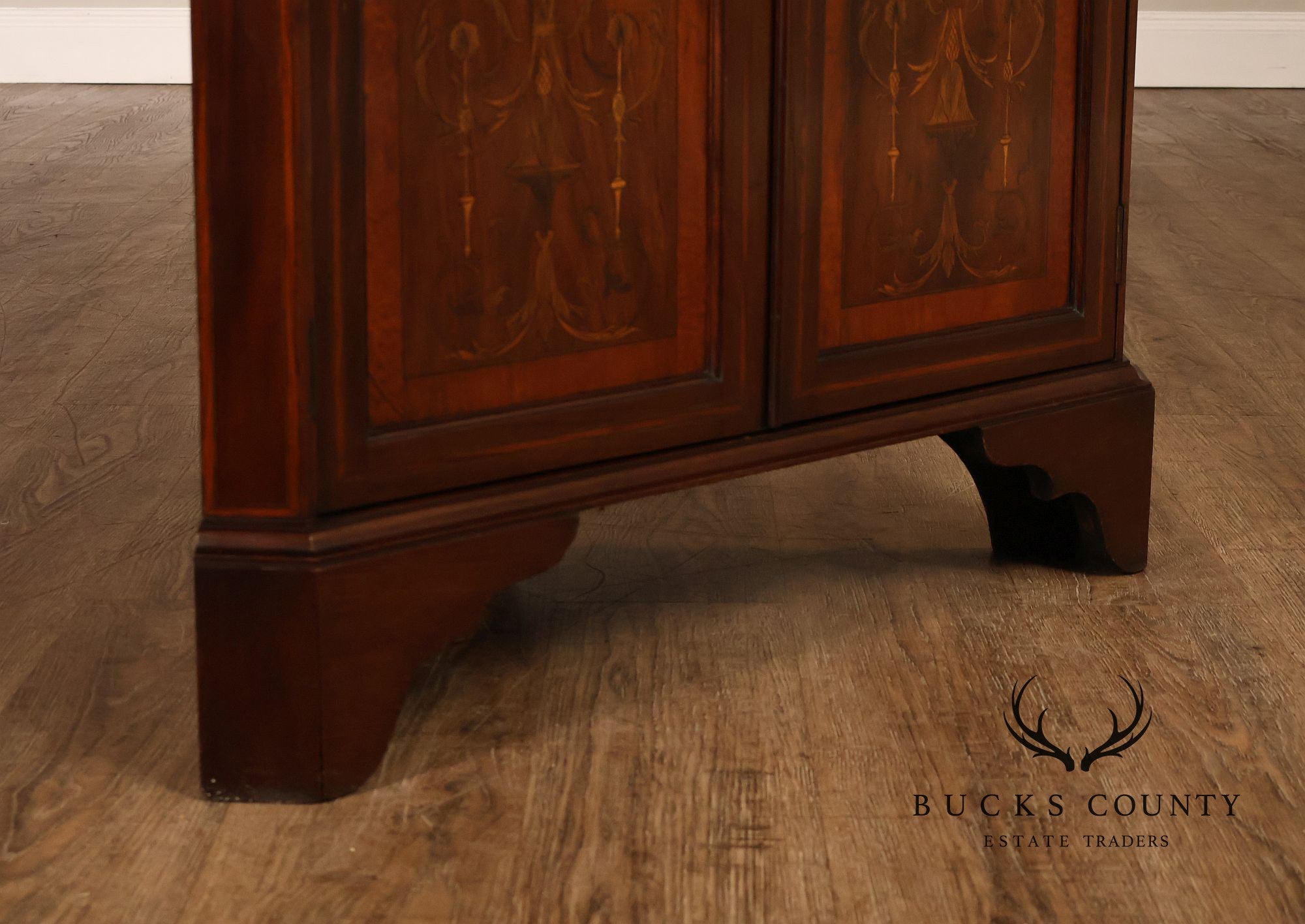 Antique Edwardian Inlaid Mahogany Corner Cabinet