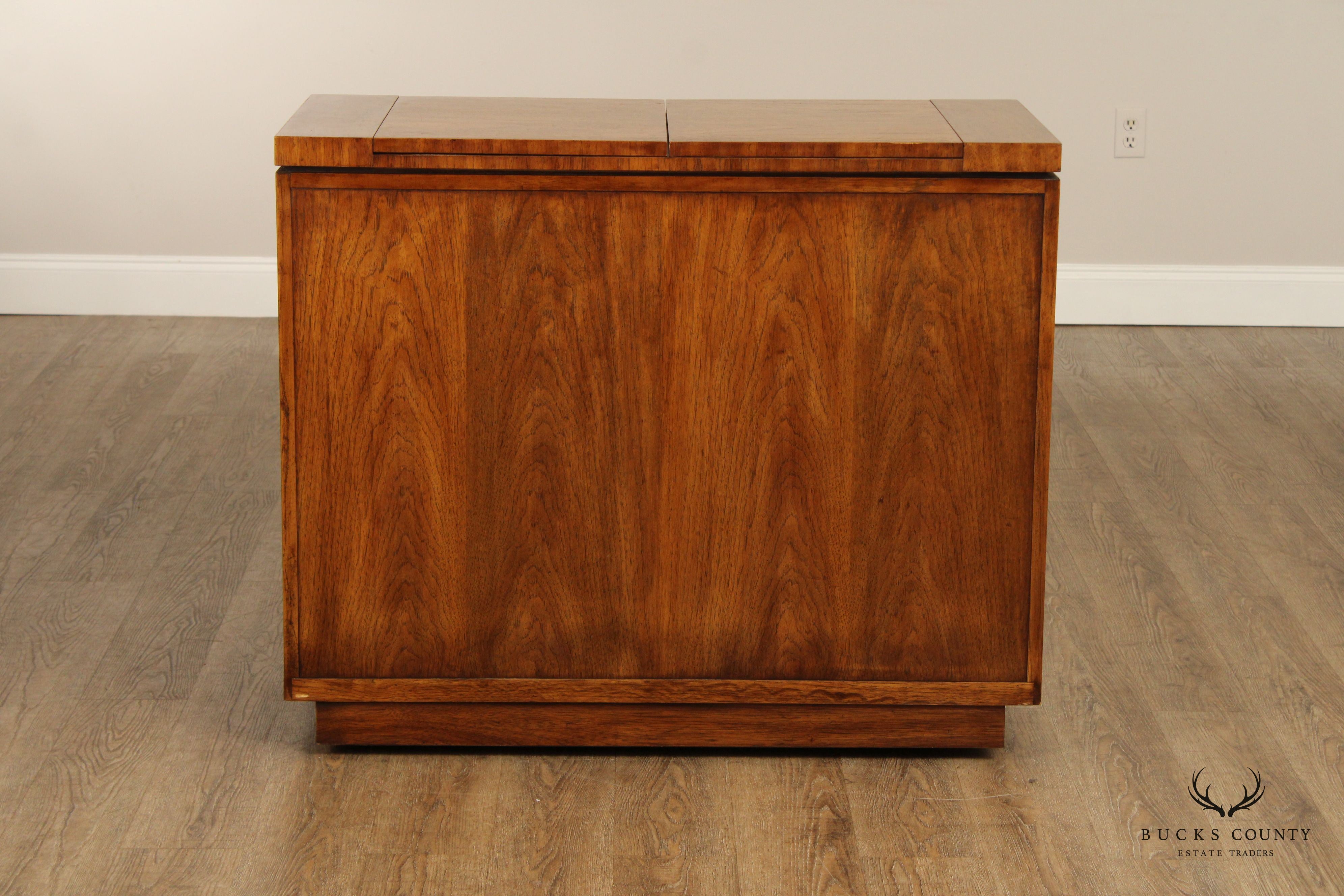 Drexel Heritage 'Accolade' Campaign Style Walnut Flip Top Server