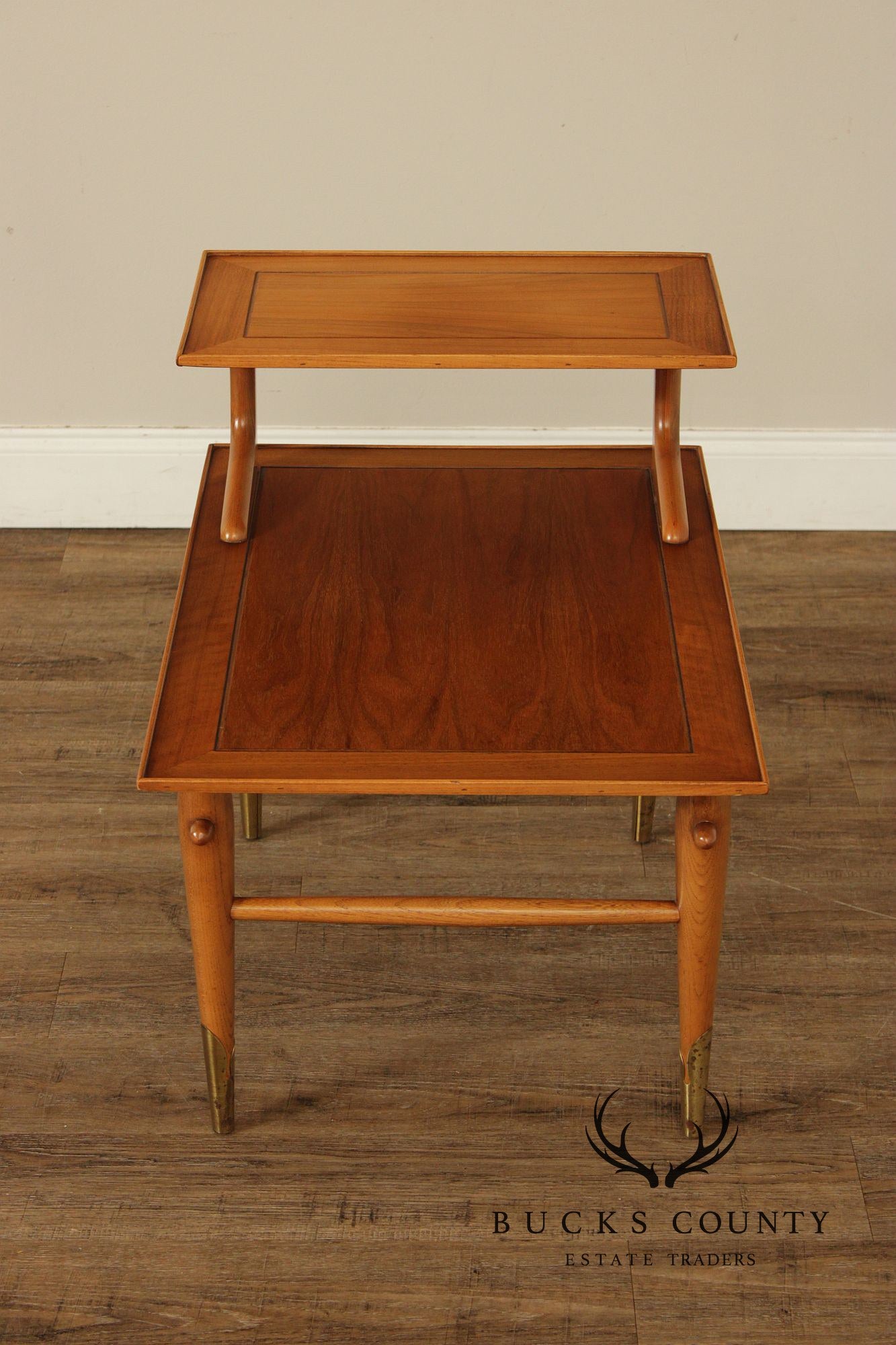 Lane Copenhagen Mid-Century Modern Two-Tier Walnut End Table