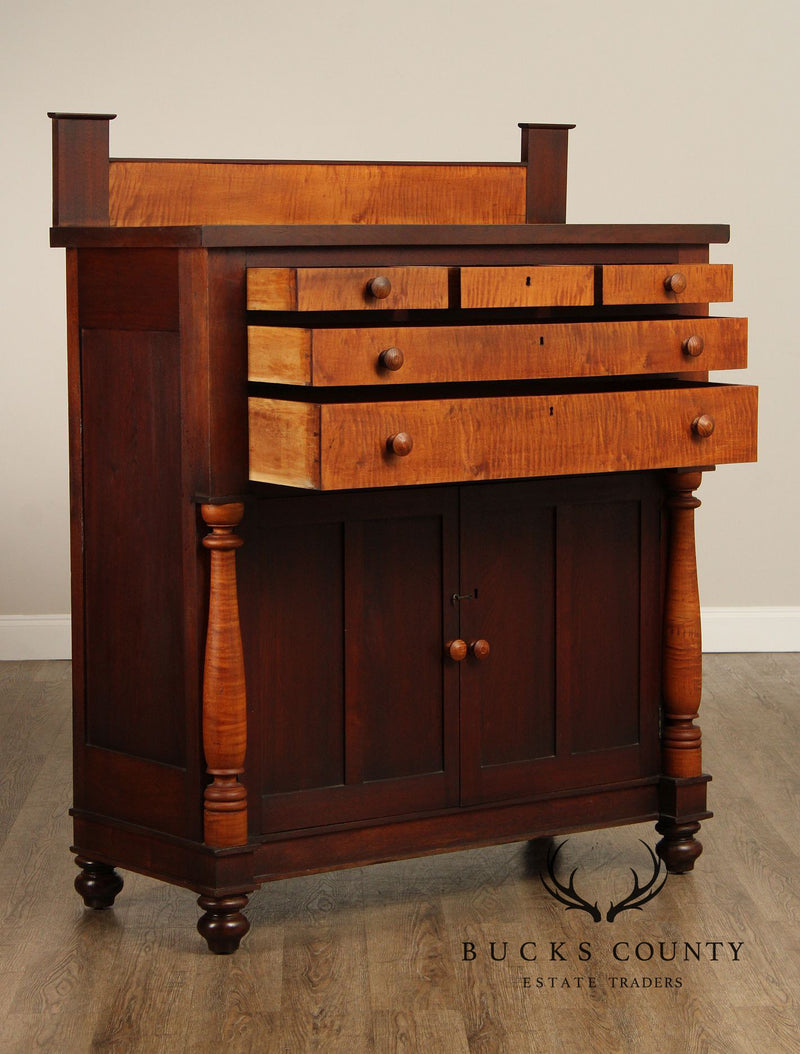 Antique American Empire Tiger Maple And Walnut Jelly Cupboard