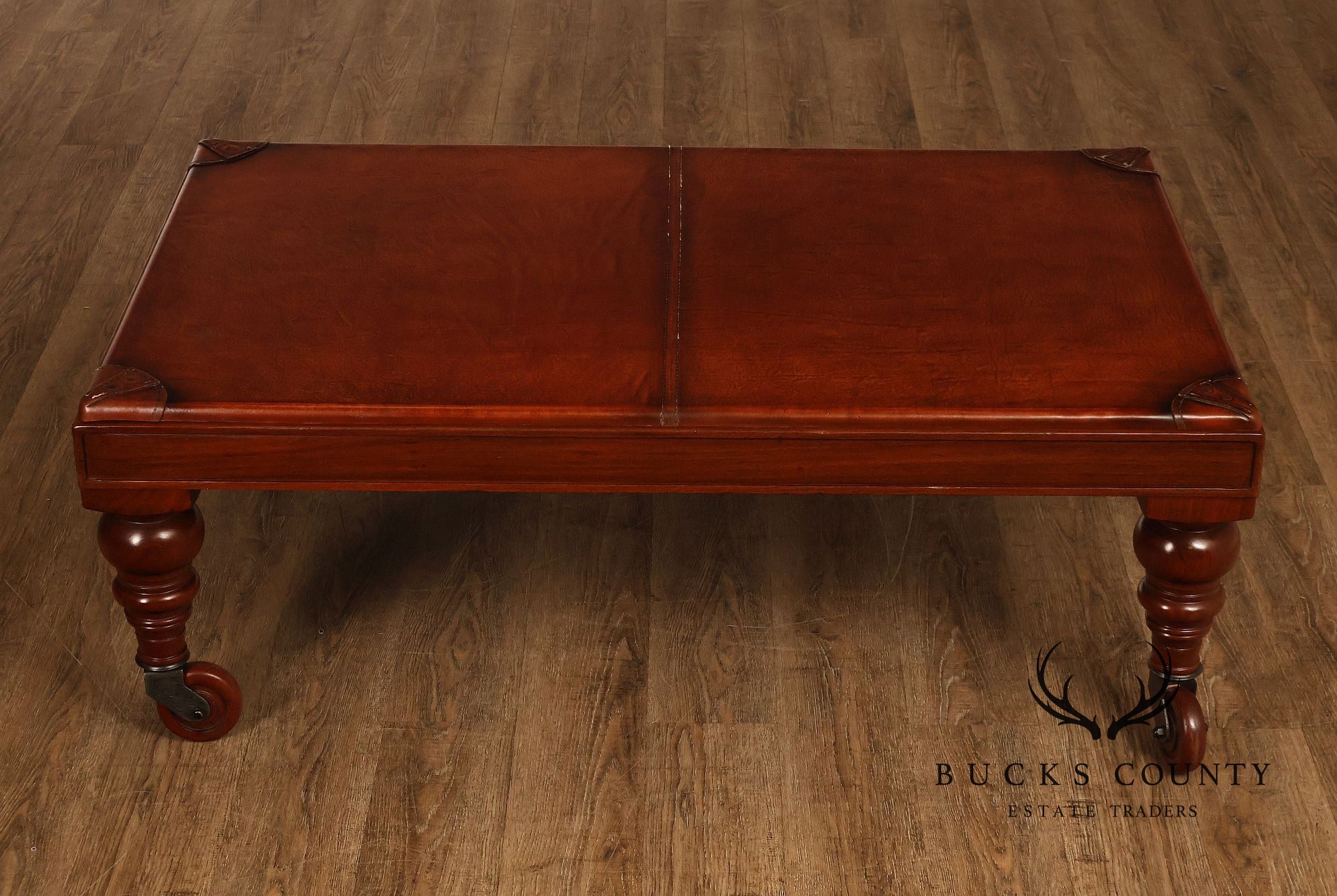 South Cone Company Traditional LeatherTop Coffee Table On Casters
