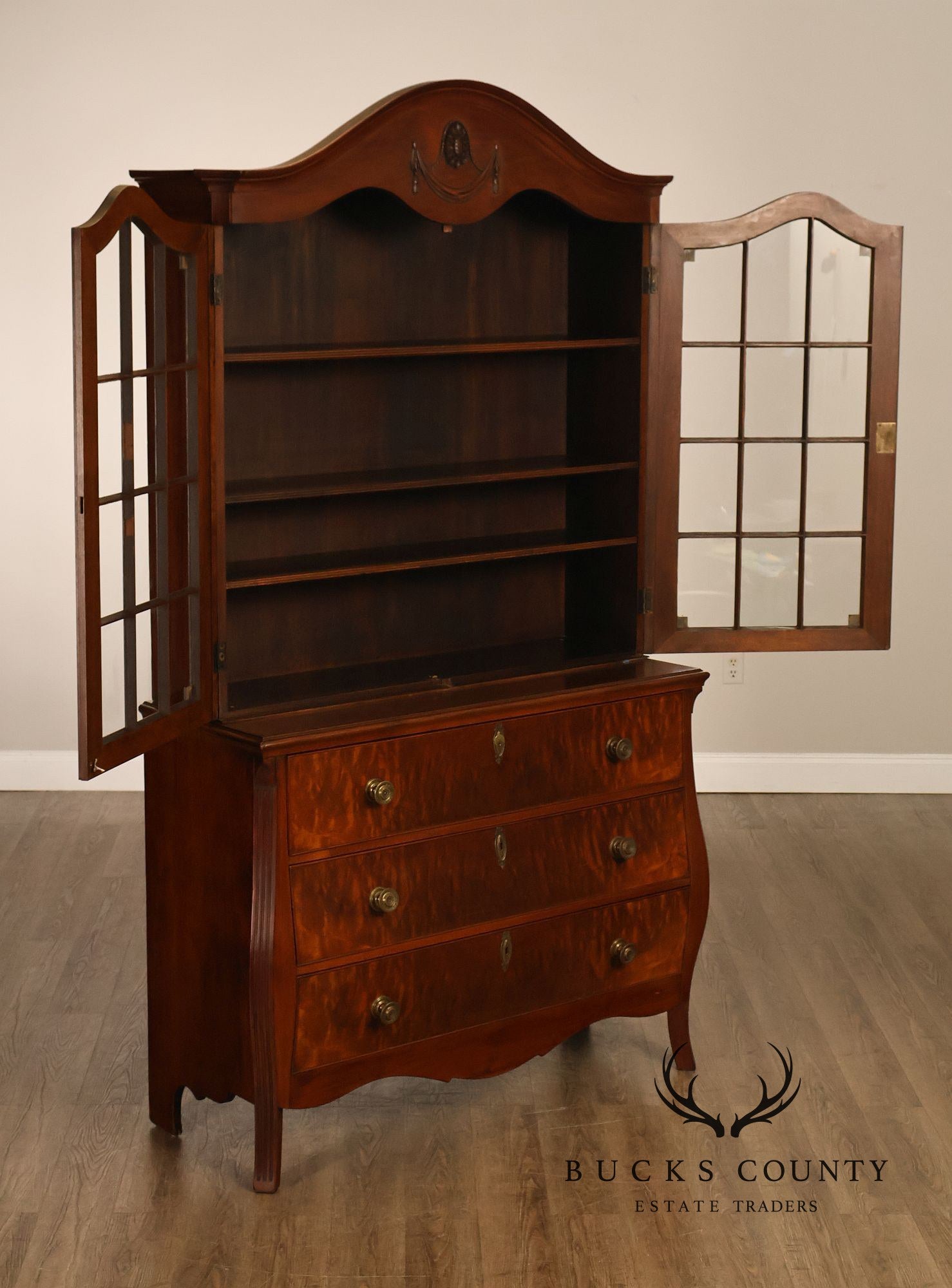 Federal Style Mahogany Secretary Bookcase With Drop Front Desk