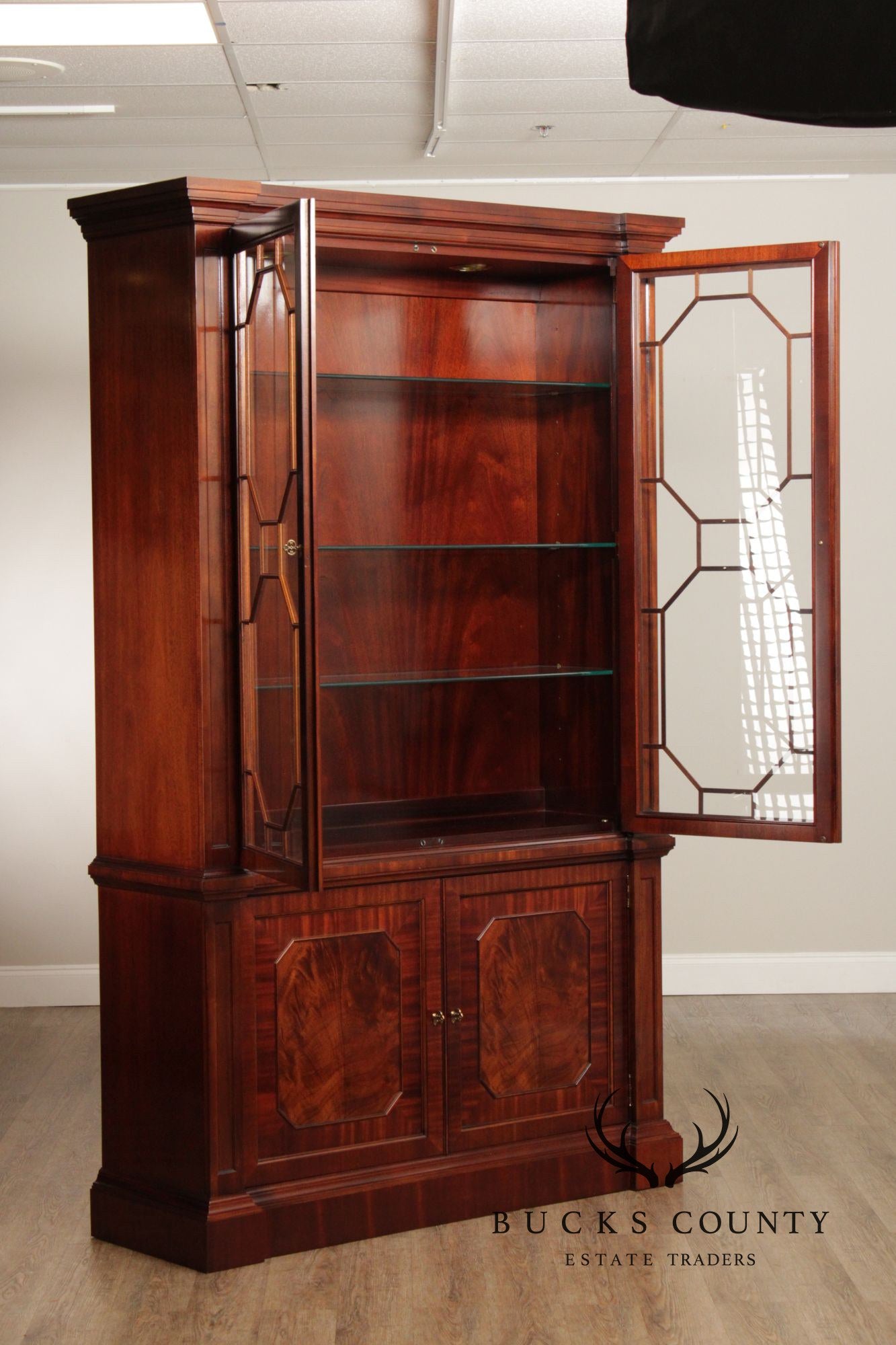 Baker Regency Style Mahogany Bookcase China Cabinet