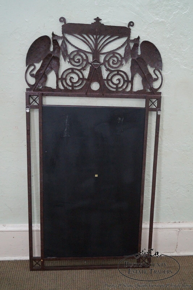 Medieval Gothic Influenced Custom Iron Frame Hanging Wall Mirror