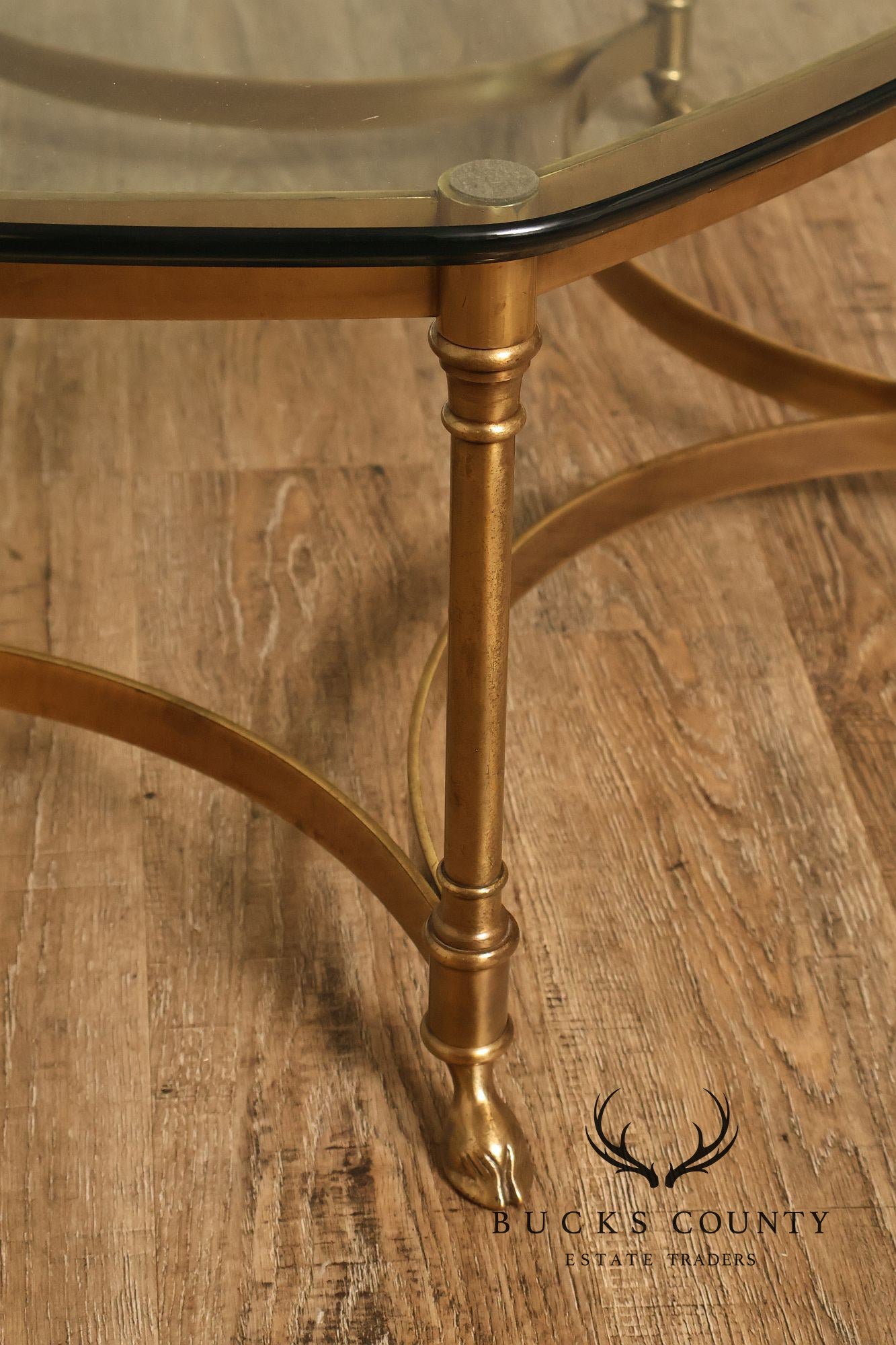Directoire Style Vintage Brass and Glass Top Coffee Table
