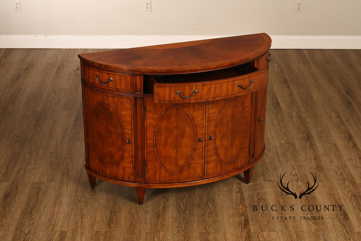 Ethan Allen Regency Style Inlaid Mahogany Demilune Console