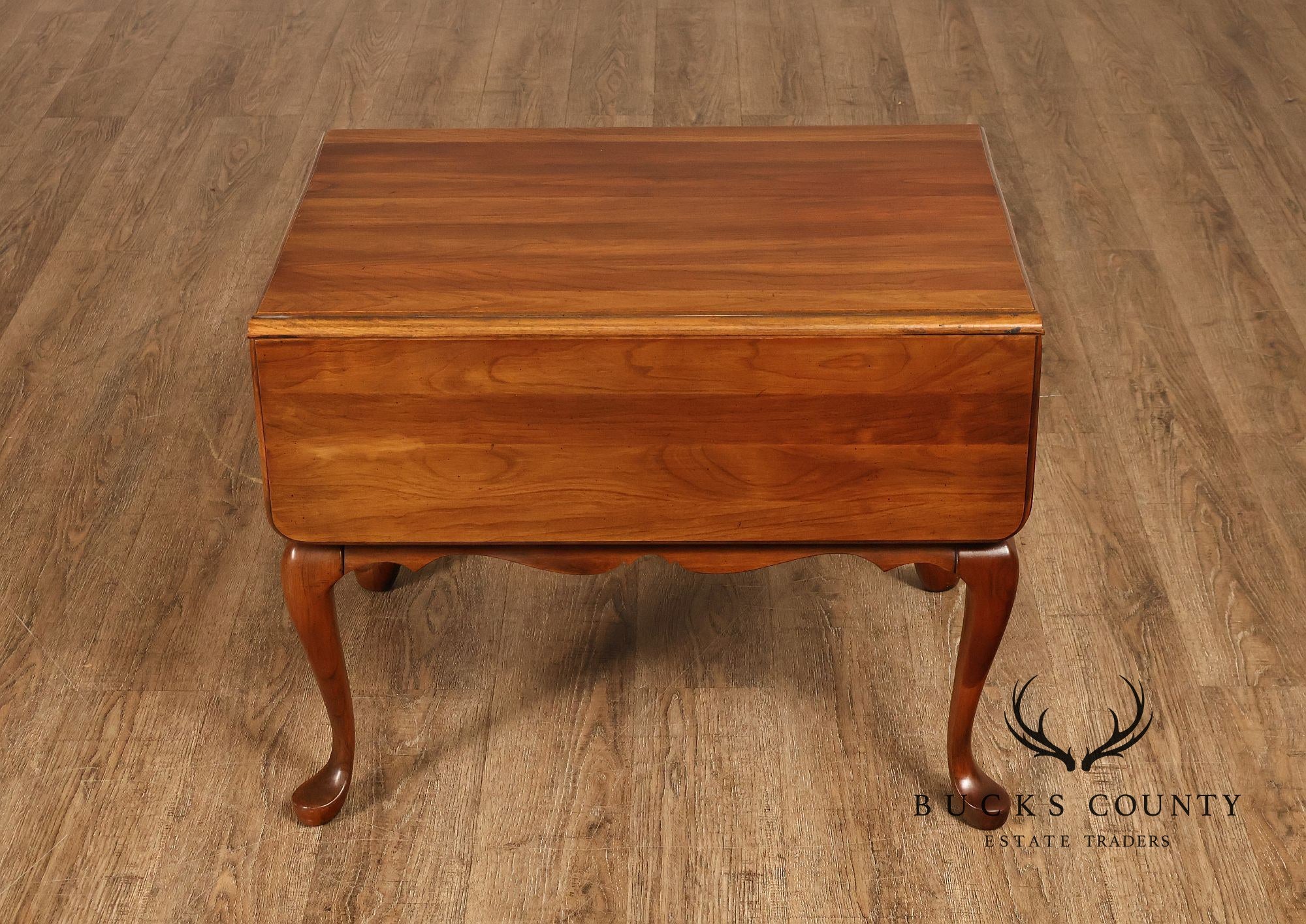 Pennsylvania House Vintage Pair Of Queen Anne Style Cherry Drop Leaf Two-Drawer End Tables