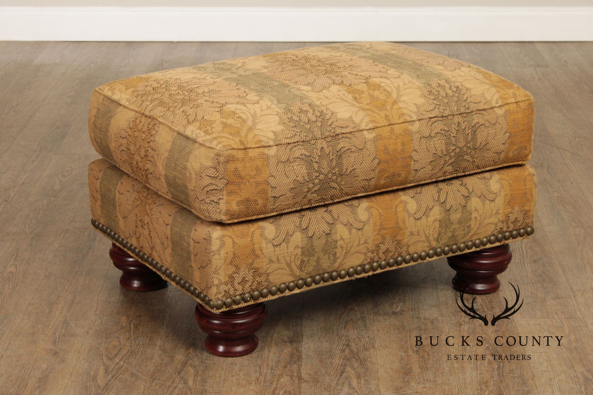 Thomasville Traditional Style Pair of Upholstered Ottomans
