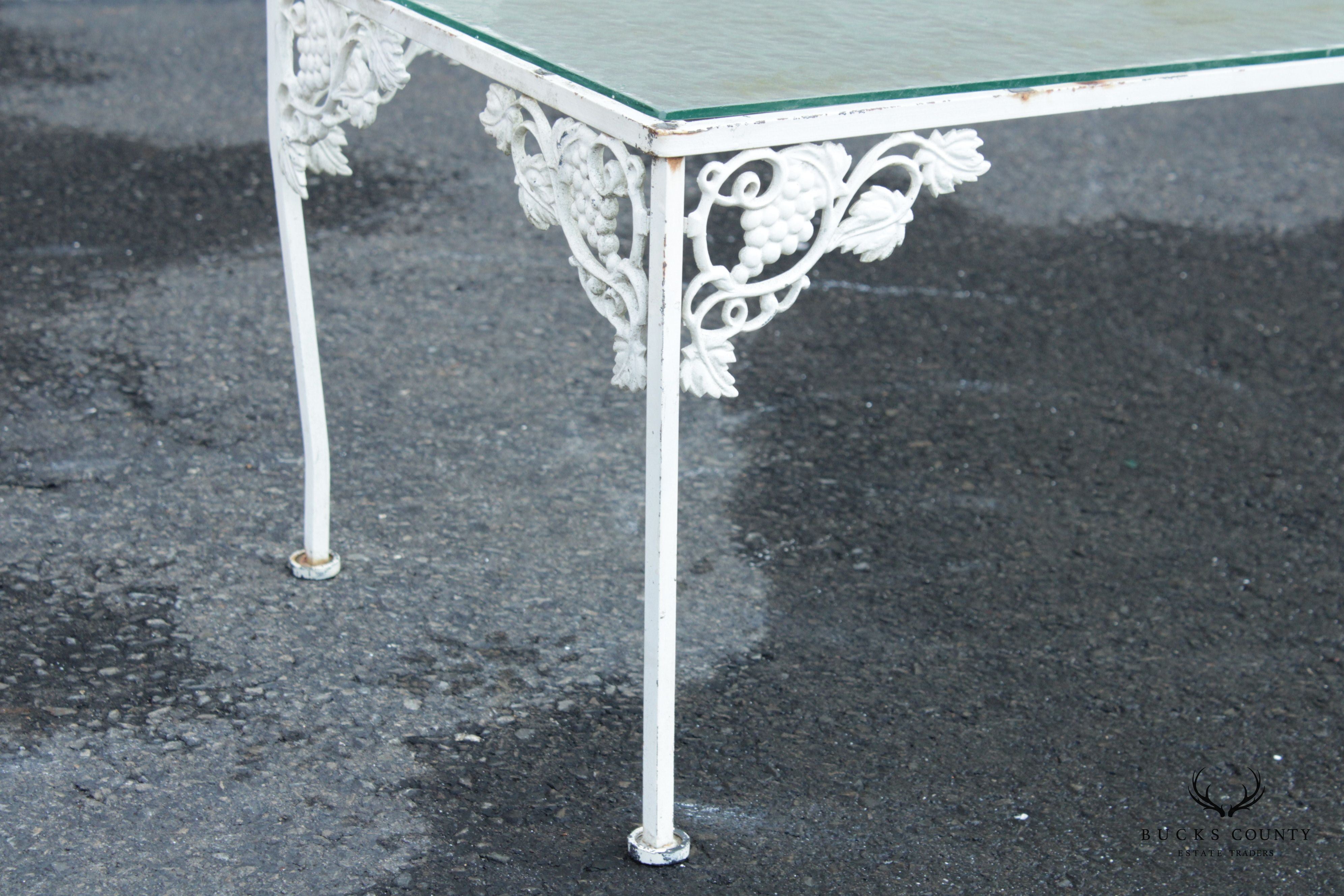 Vintage Glass Top Wrought Iron Garden Cocktail Table