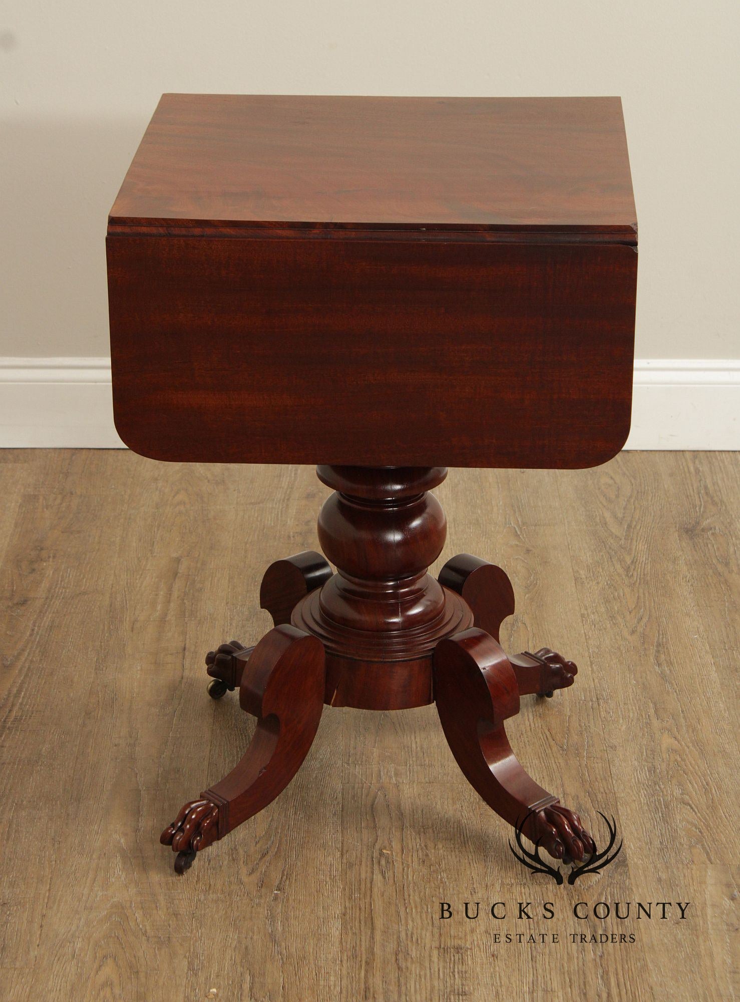 Antique American Empire Mahogany Dropleaf Side Table