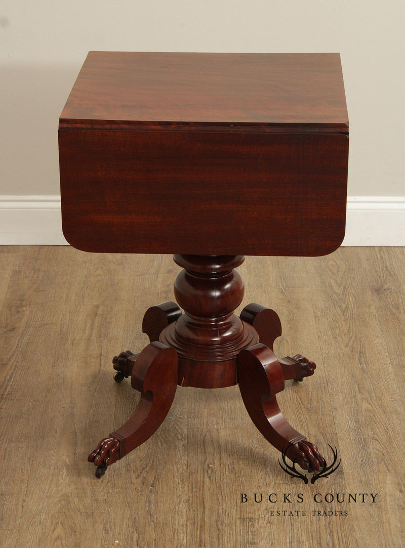 Antique American Empire Mahogany Dropleaf Side Table