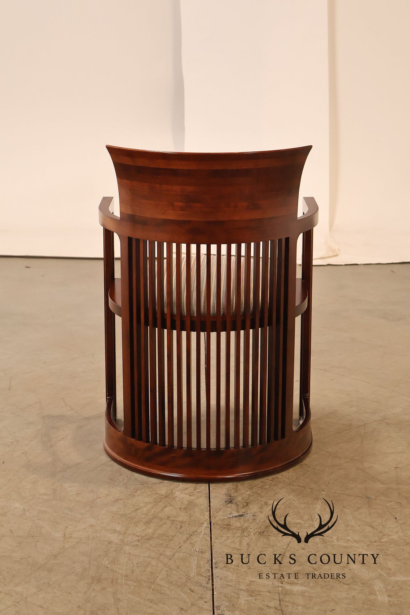 Cassina Frank Lloyd Wright Model 606 Set Of Six Cherry Barrel Dining Armchairs