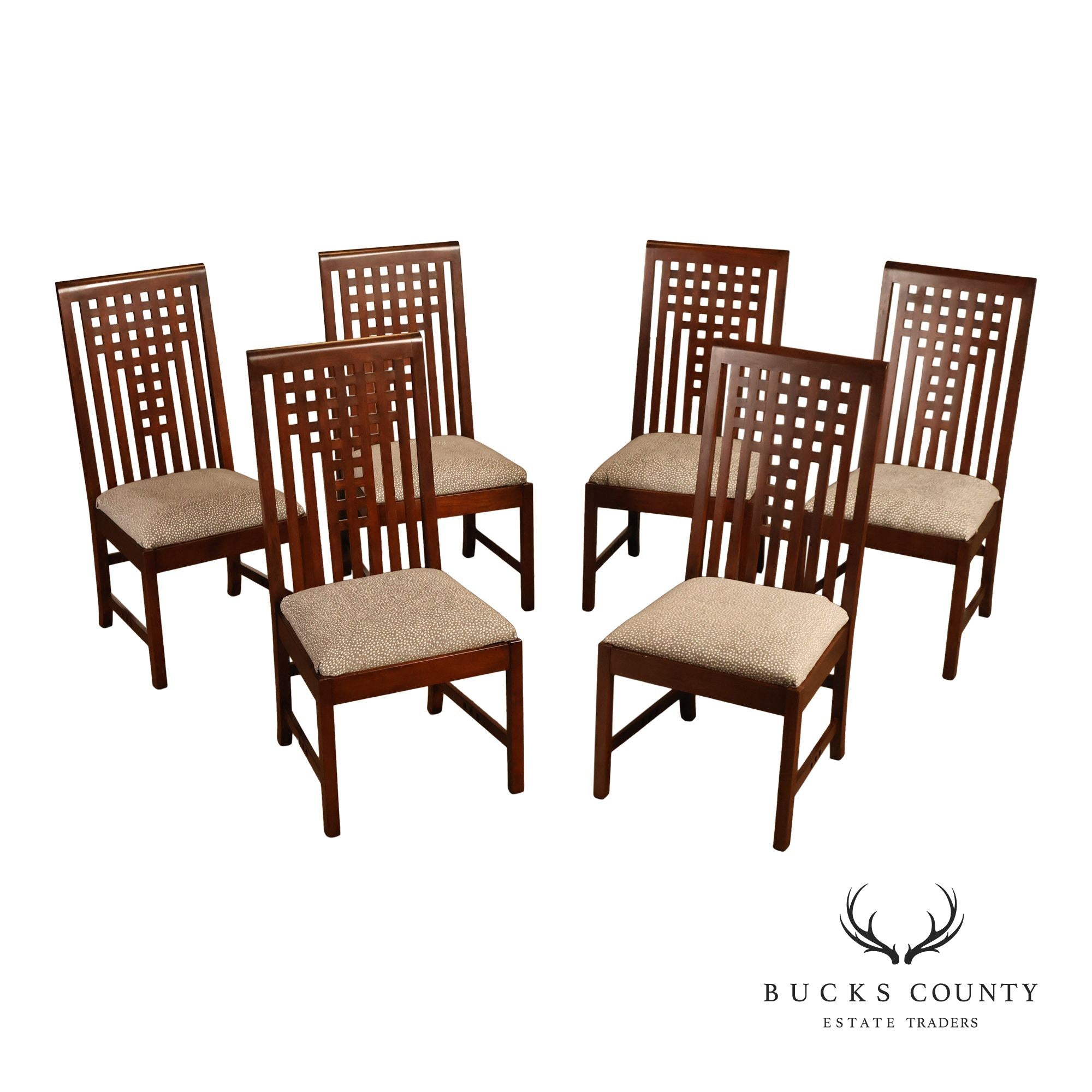 Stickley 21st Century Collection Set Of Six Lattice Back Dining Chairs