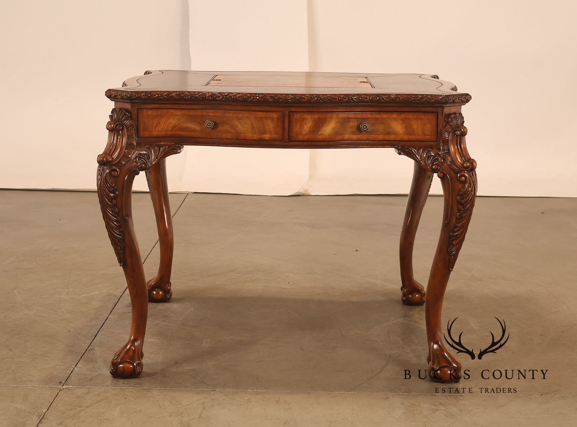 Lloyd Buxton Leather Top Four Drawer Gaming Table With Backgammon And Chess Board