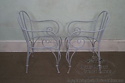 Antique Pair of Wrought Iron Garden Patio Arm Chair Frames