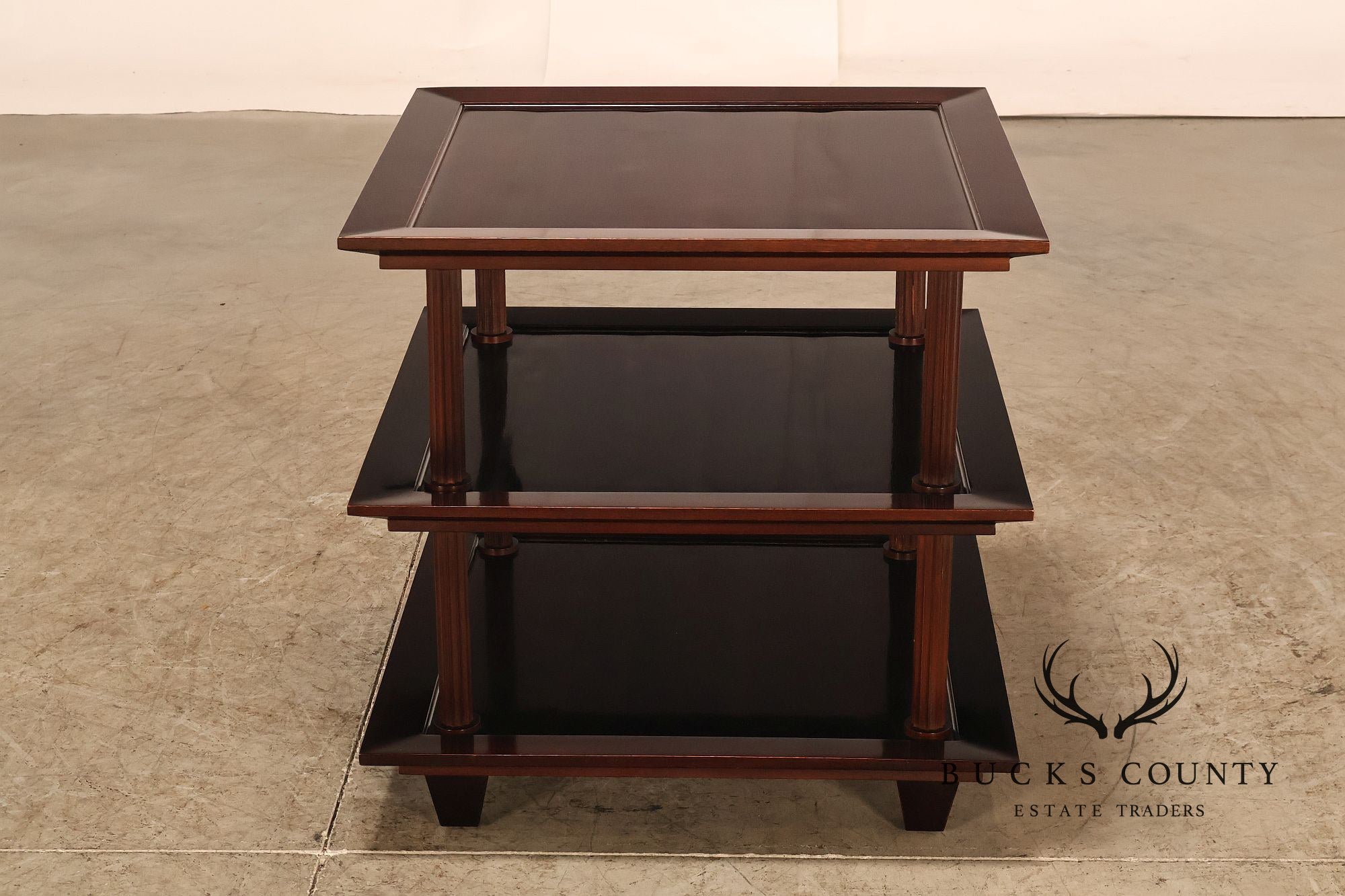 Baker Furniture Barbara Barry Collection Three Tier Mahogany Side Table