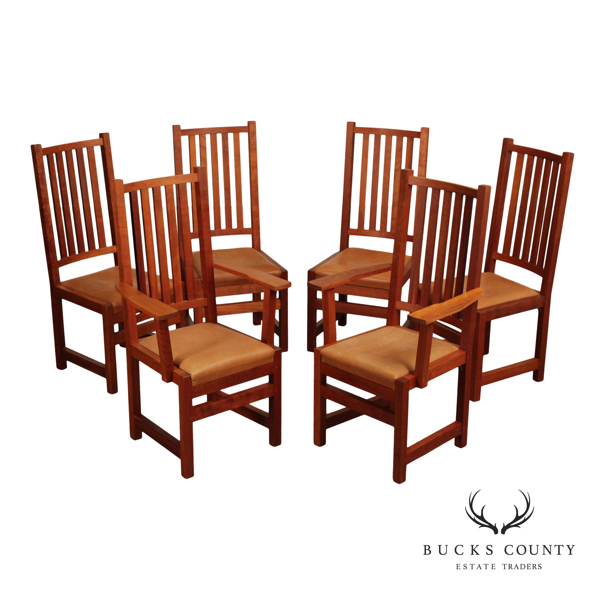 Thomas Moser Mission Style Set Of Six Cherry Dining Chairs