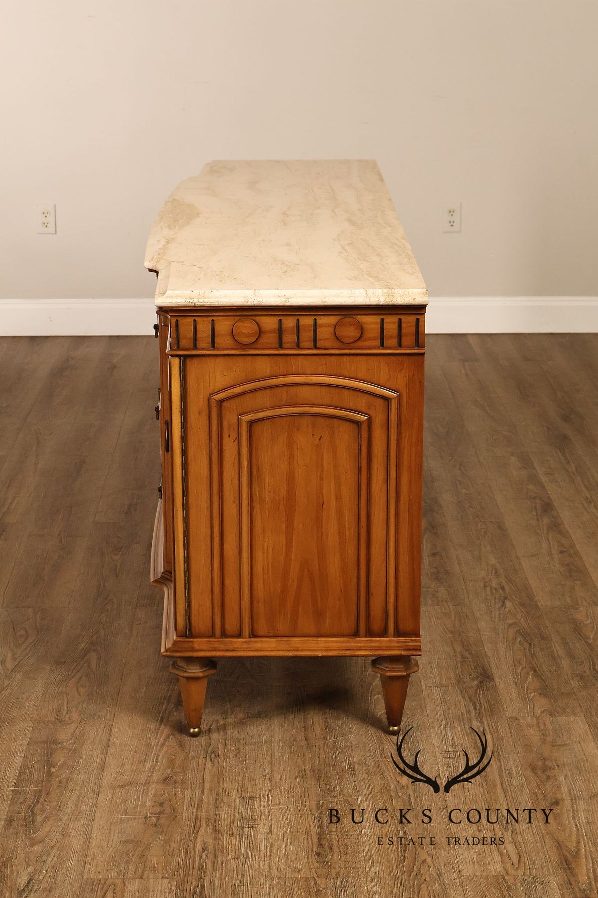 Italian Neoclassical Style Travertine Top Chest of Drawers