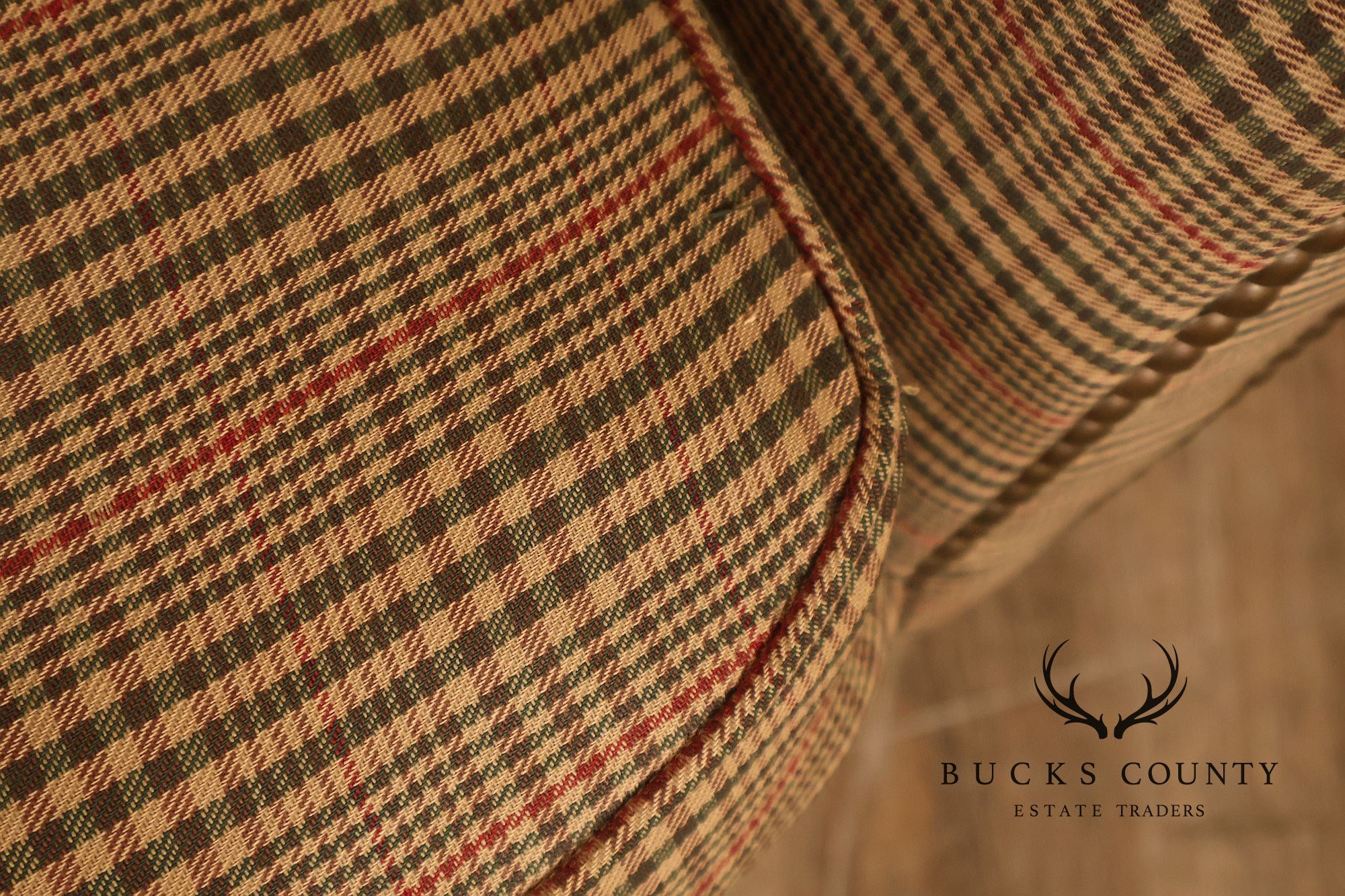 Ralph Lauren Traditional Plaid Upholstered Wingback Lounge Chairs