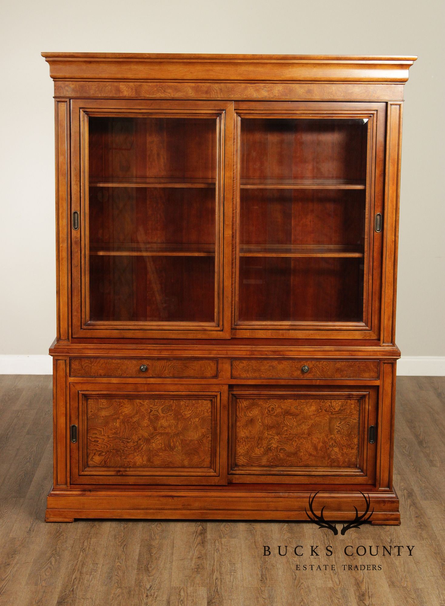Ethan Allen 'Townhouse' Burlwood Bookcase China Display Cabinet