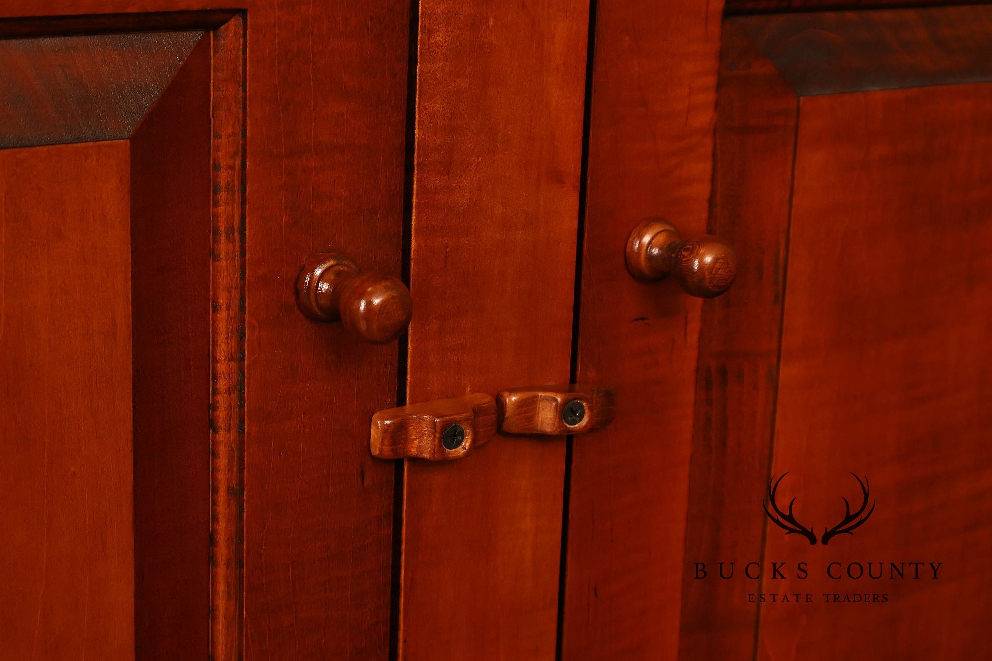 Tiger Maple Custom Step Back Hutch With Upper Open Shelving