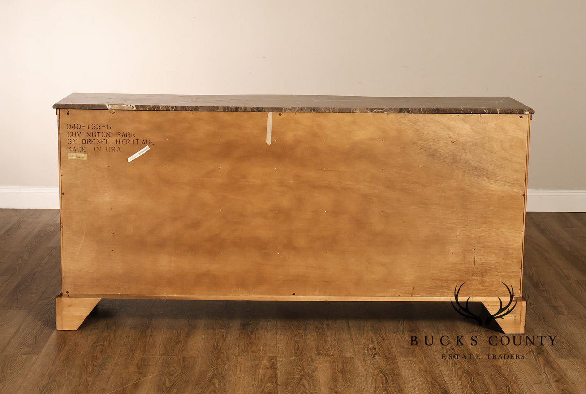 Drexel Heritage 'Covington Park' Marble Top Mahogany Door Chest