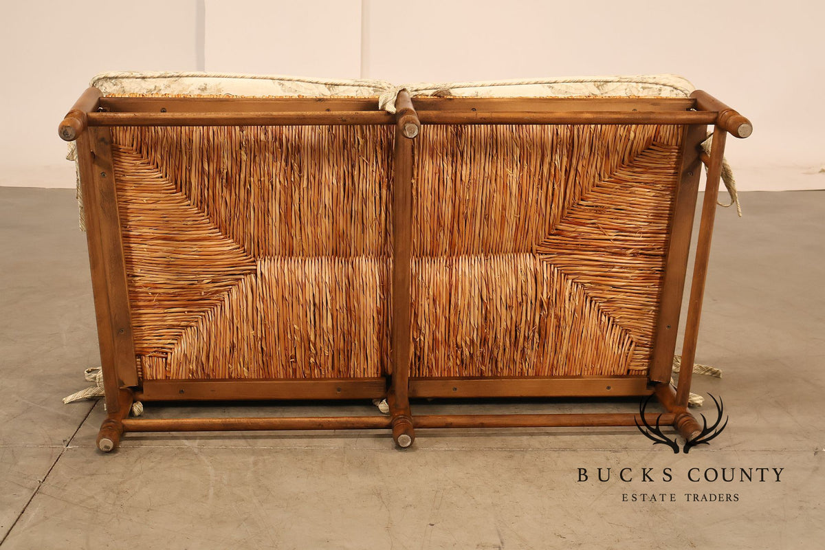 French Country Style Ladder Back Rush Seat Settee