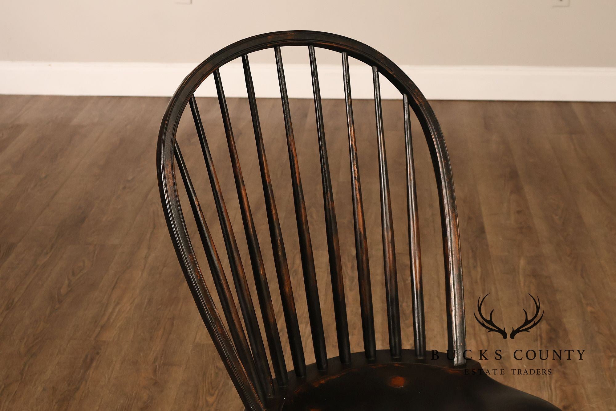 Richard Grell Set of Four Distress Painted Windsor Chairs