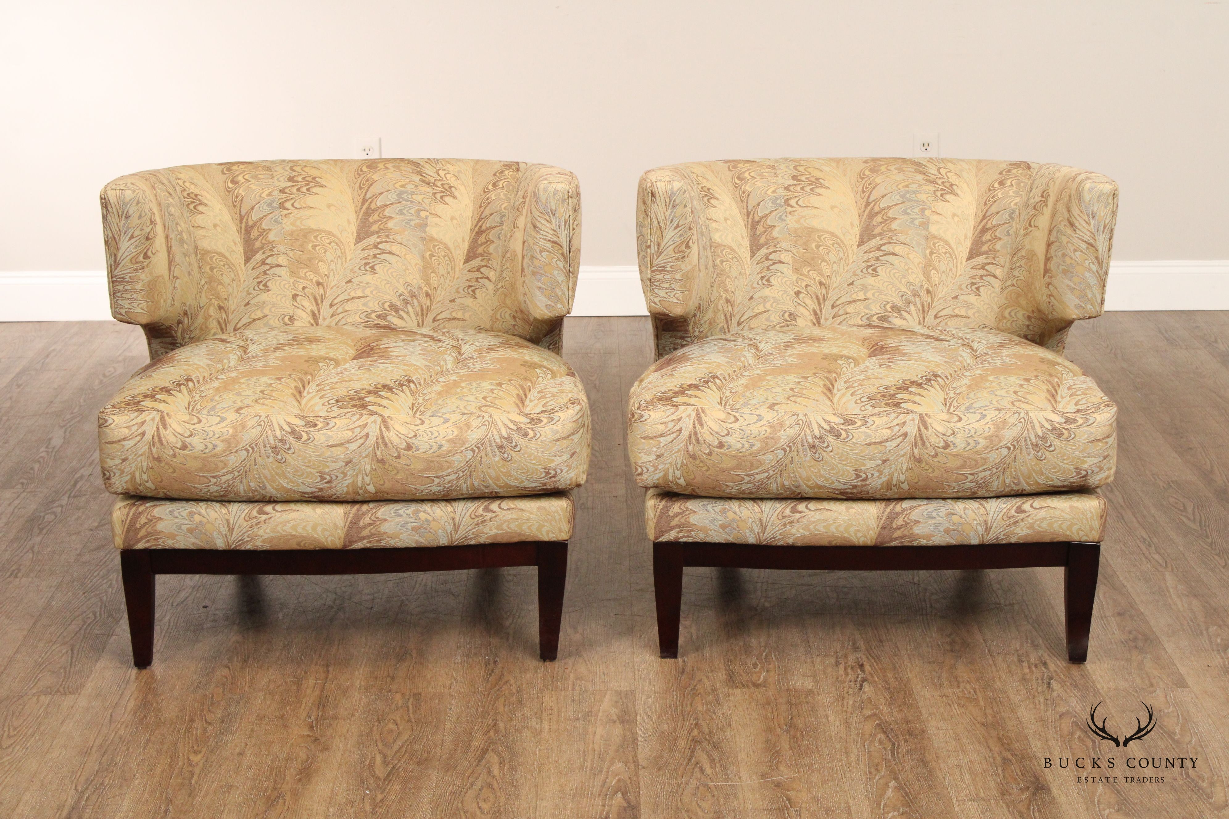 Precedent Sherrill Furniture Modern Pair Of Barrel Back Lounge Chairs