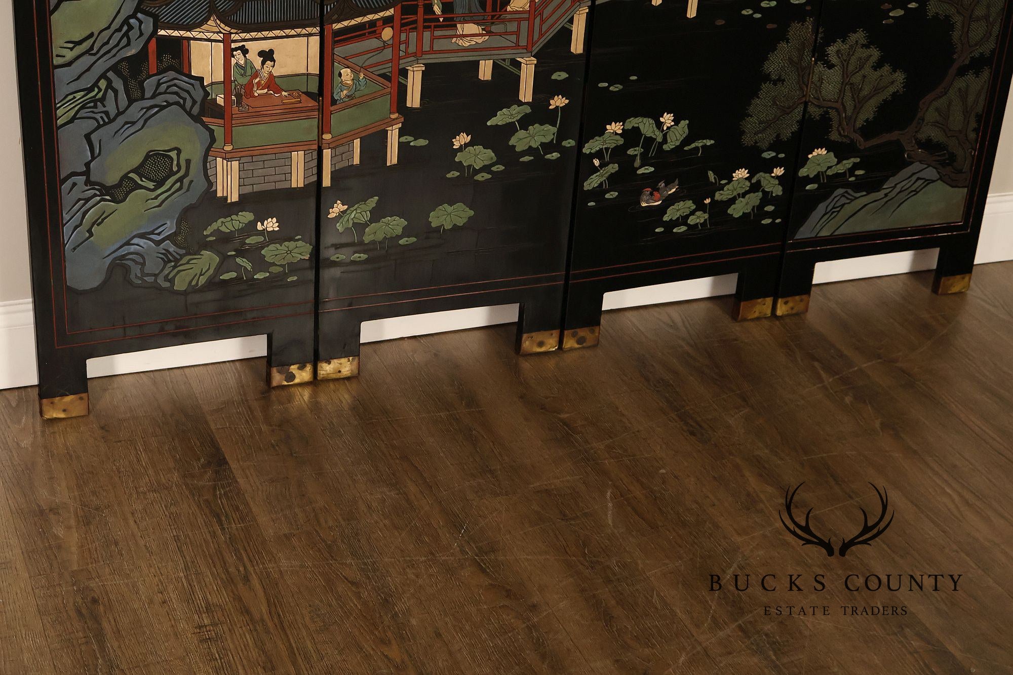 Chinese Coromandel Four Section Folding Screen