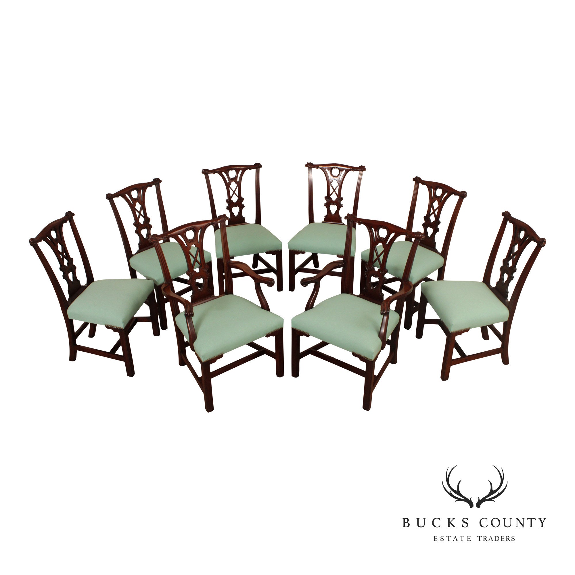 Kindel Furniture Irish Georgian Set of Eight Mahogany Dining Chairs