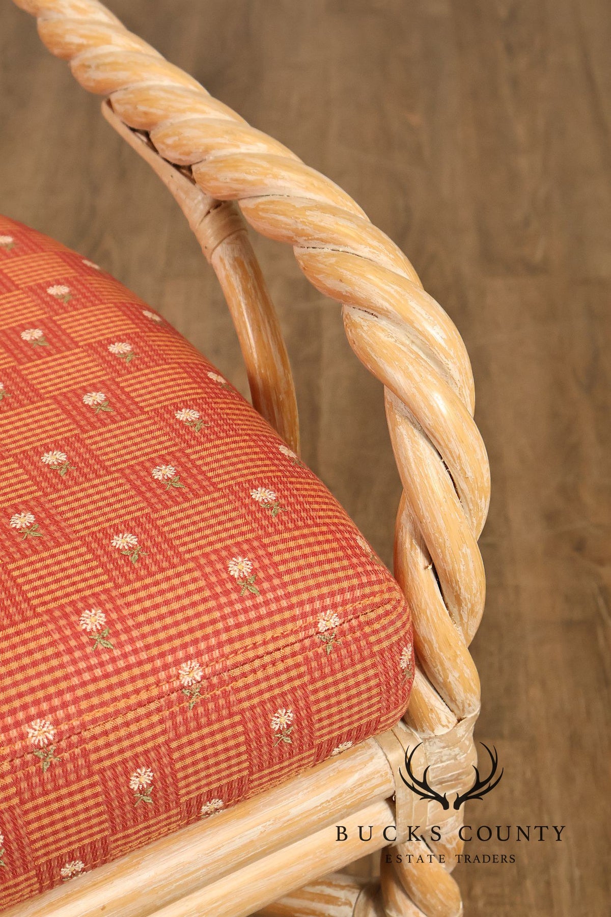 McGuire Set of Four Twisted Rattan Armchairs