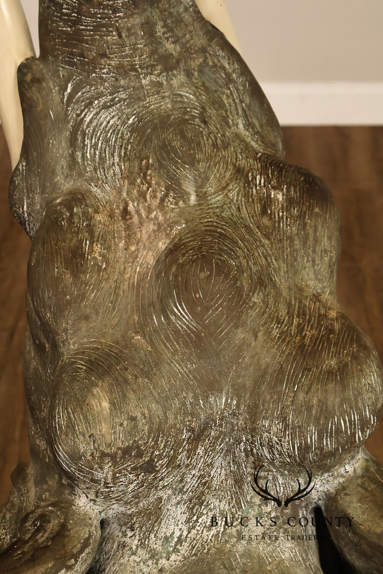 Monumental Cast Bronze Raised Trunk Elephant Garden Statue